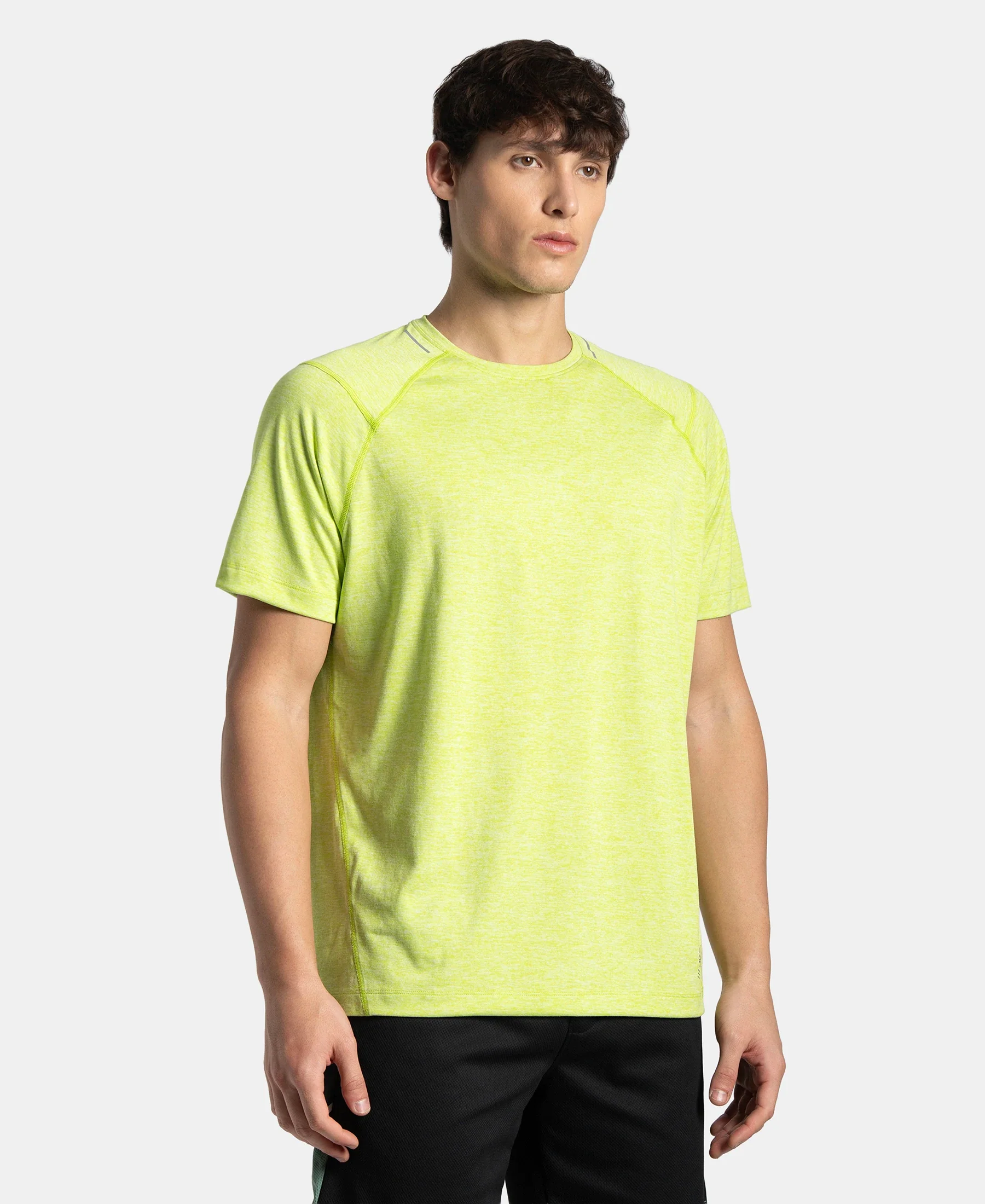 Microfiber Fabric Round Neck Half Sleeve T-Shirt with StayDry Tech - Green Glow Zebra - Image 2