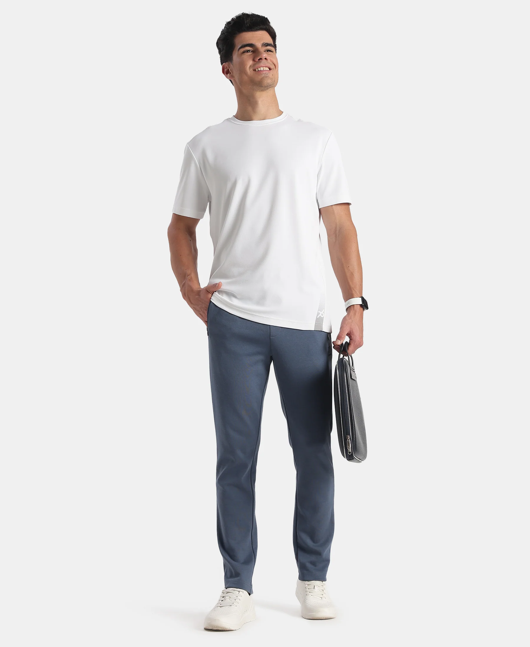 Microfiber Fabric Round Neck Half Sleeve T-Shirt with StayFresh Treatment - White - Image 6