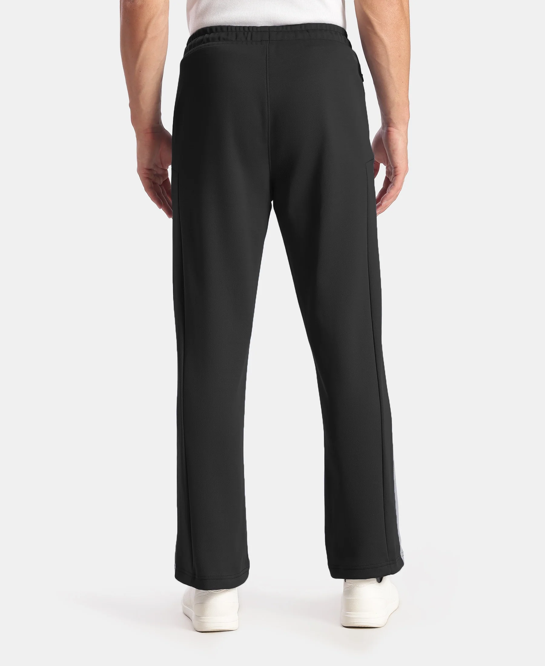 Microfiber Fabric Slimfit Trackpant with Zipper Pockets and StayFresh Treatment - Black - Image 3