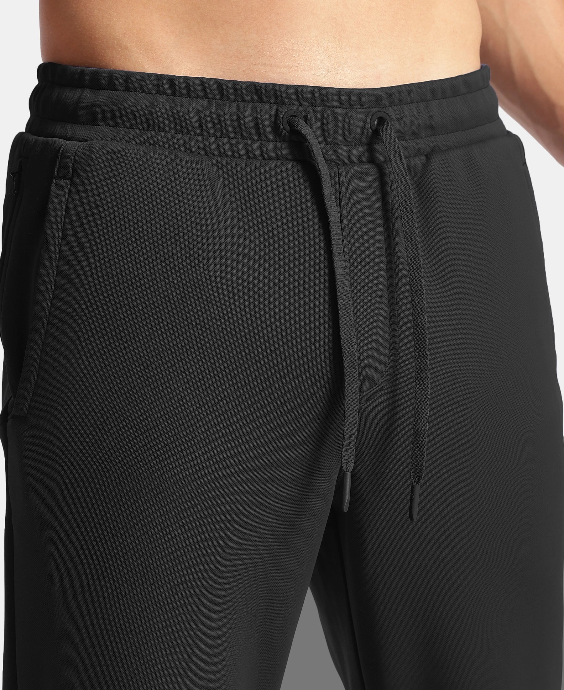 Microfiber Fabric Slimfit Trackpant with Zipper Pockets and StayFresh Treatment - Black - Image 9