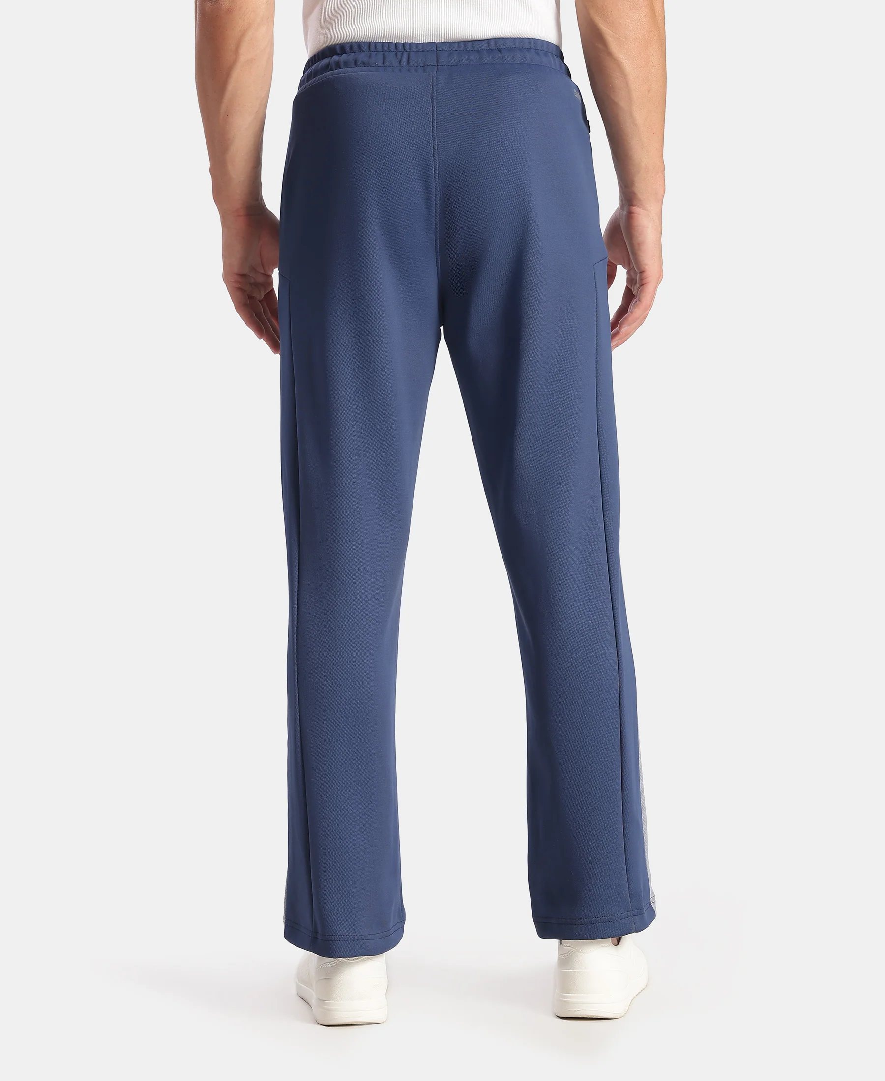 Microfiber Fabric Slimfit Trackpant with Zipper Pockets and StayFresh Treatment - Navy & Grey - Image 3