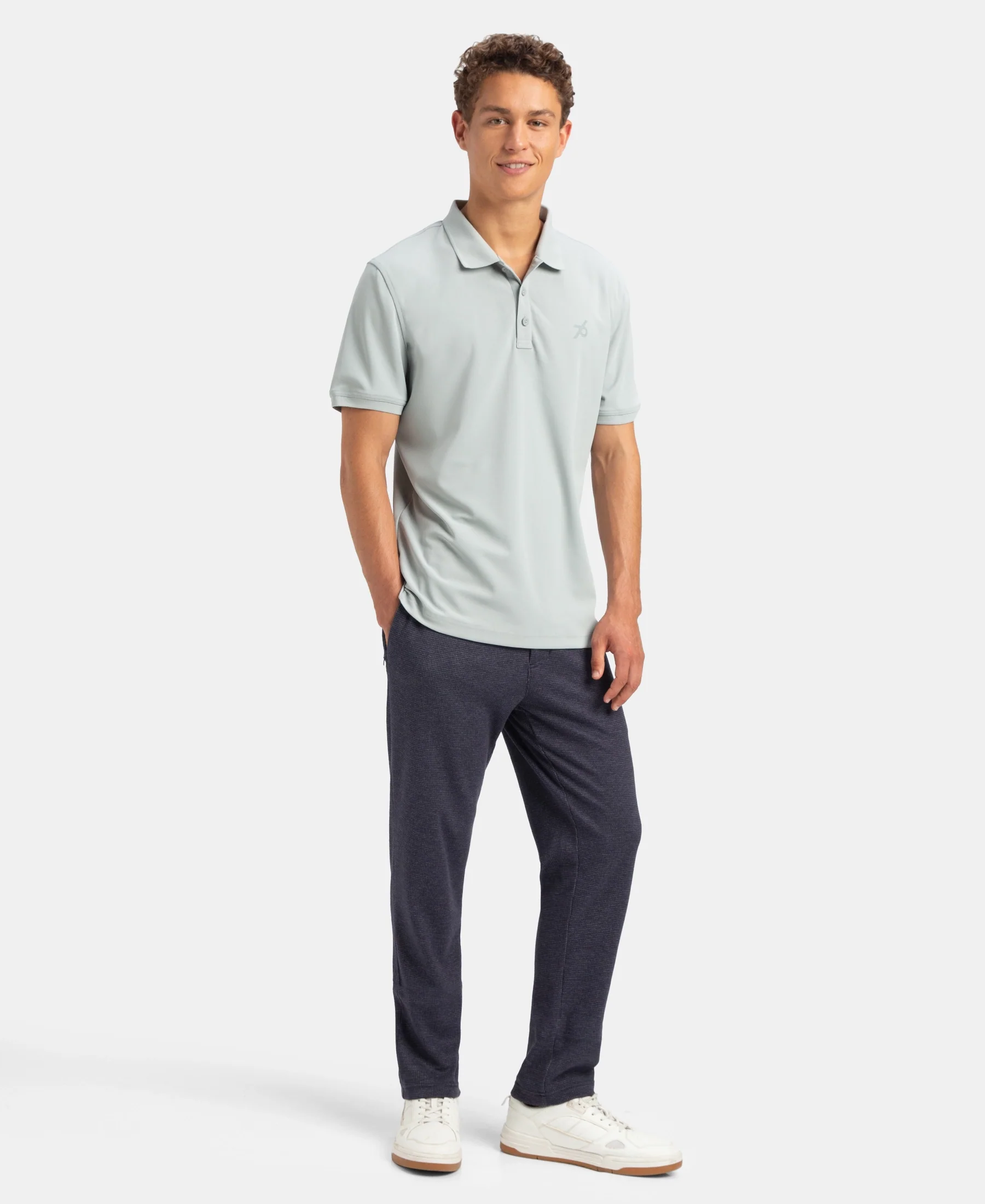 Microfiber Fabric Solid Half Sleeve Polo T-Shirt with StayDry & StayFresh Technology - Light Grey - Image 4