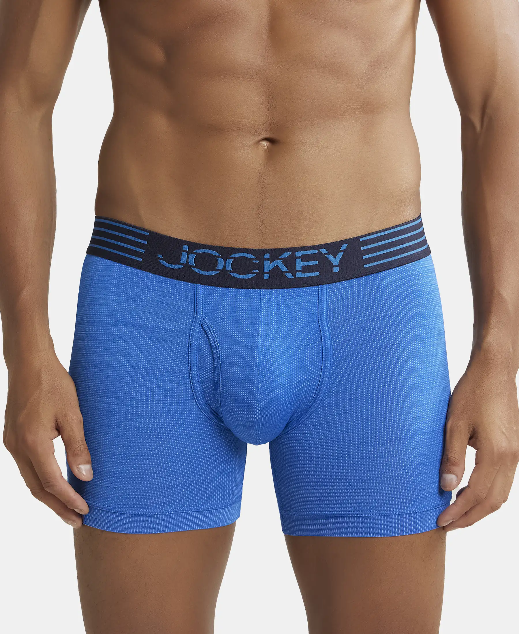 Microfiber Mesh Elastane Stretch Performance Boxer Brief with StayDry Technology - Move Blue