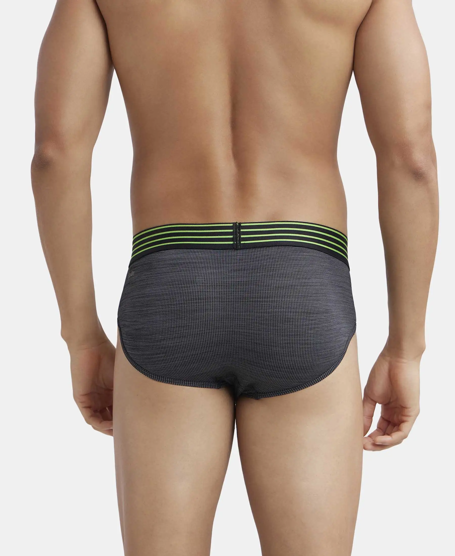 Microfiber Mesh Elastane Stretch Performance Brief with StayDry Technology - Black - Image 3