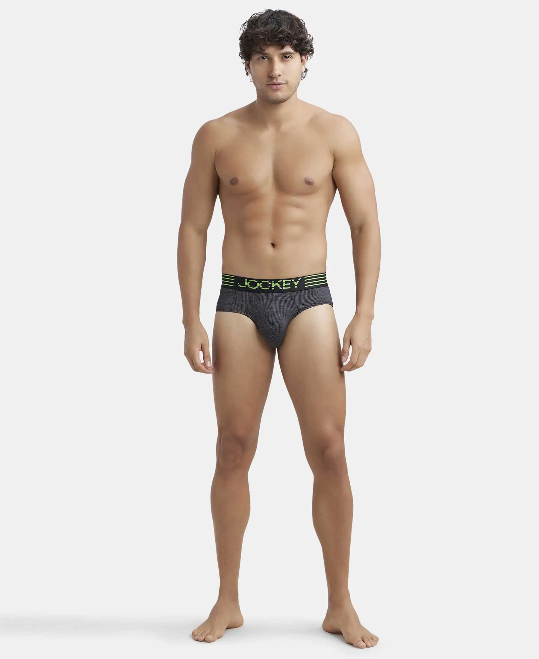 Microfiber Mesh Elastane Stretch Performance Brief with StayDry Technology - Black - Image 4