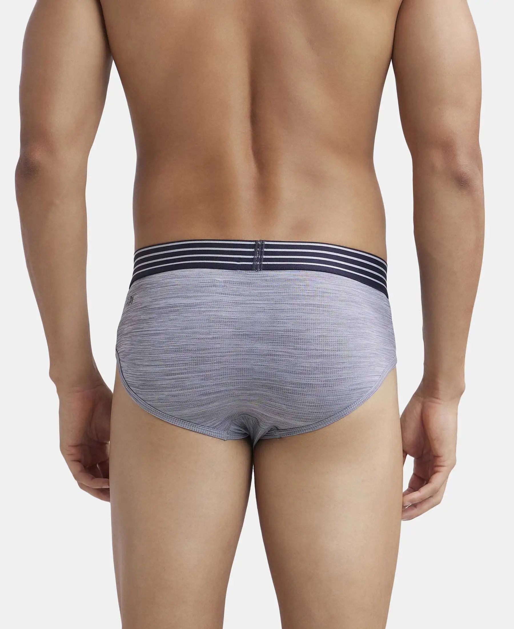 Microfiber Mesh Elastane Stretch Performance Brief with StayDry Technology - Mid Grey - Image 3
