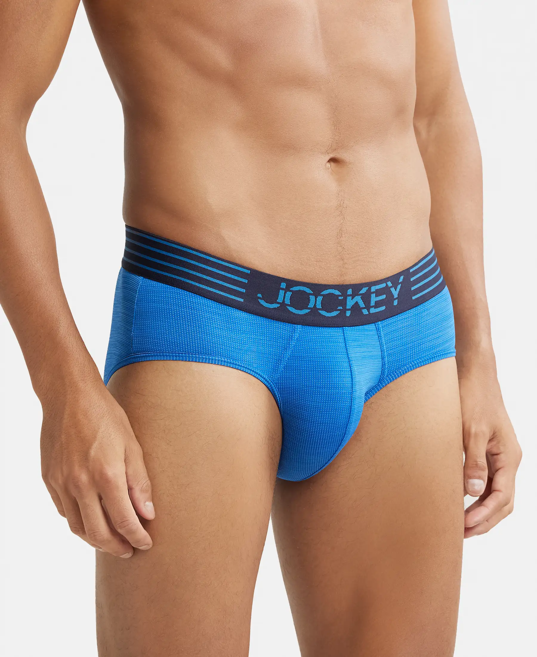 Microfiber Mesh Elastane Stretch Performance Brief with StayDry Technology - Move Blue - Image 2
