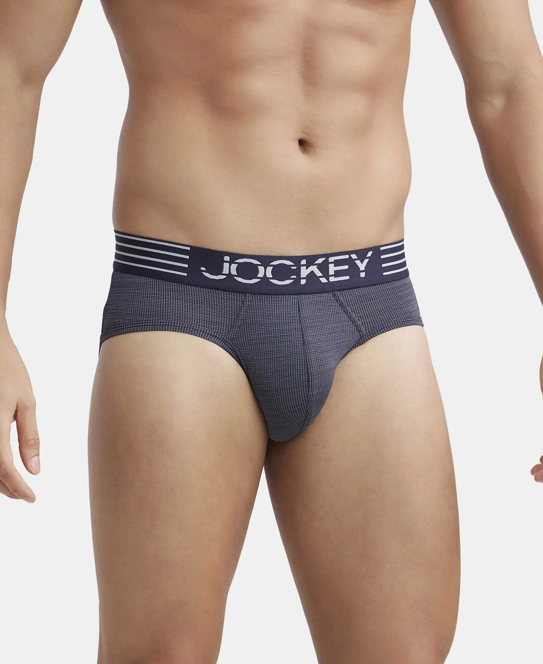 Microfiber Mesh Elastane Stretch Performance Brief with StayDry Technology - True Navy - Image 2