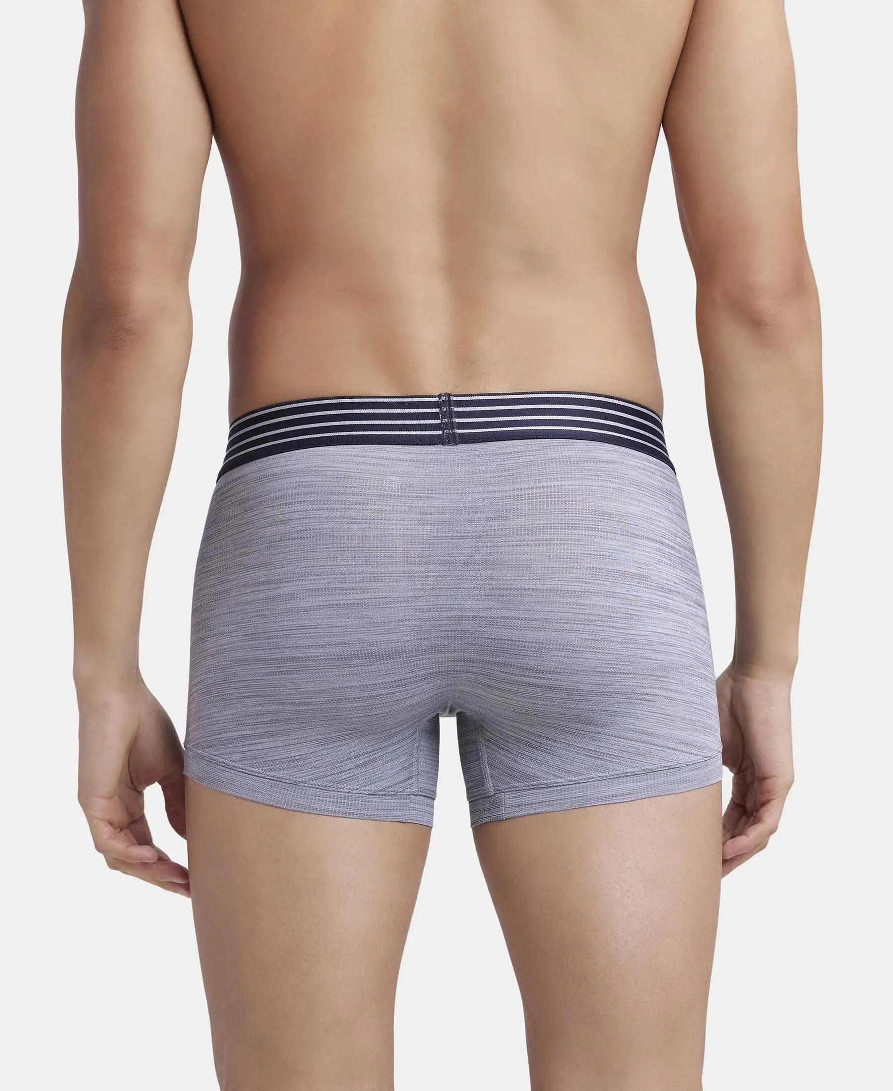 Microfiber Mesh Elastane Stretch Performance Trunk with StayDry Technology - Mid Grey - Image 3