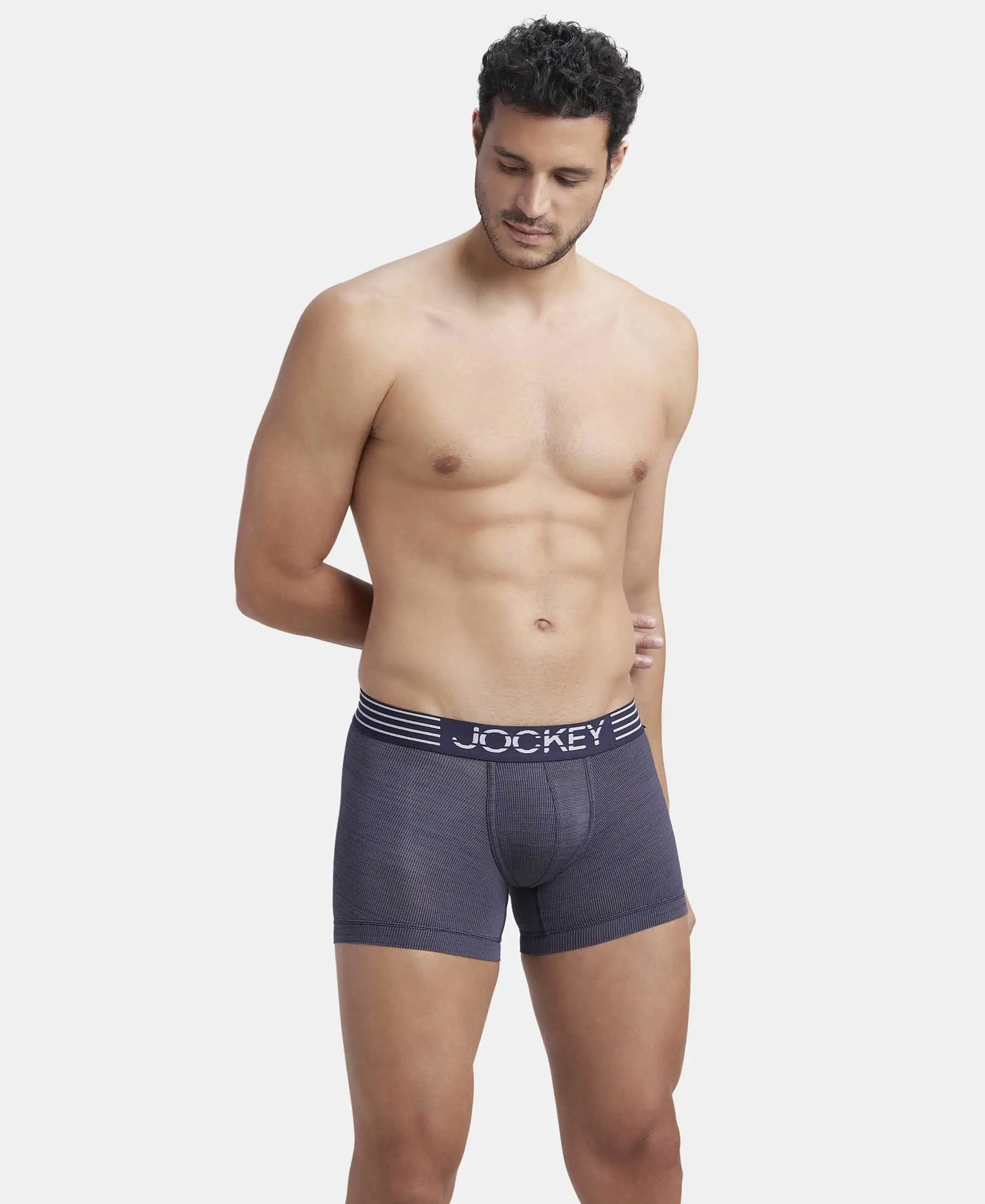Microfiber Mesh Elastane Stretch Performance Trunk with StayDry Technology - True Navy - Image 5