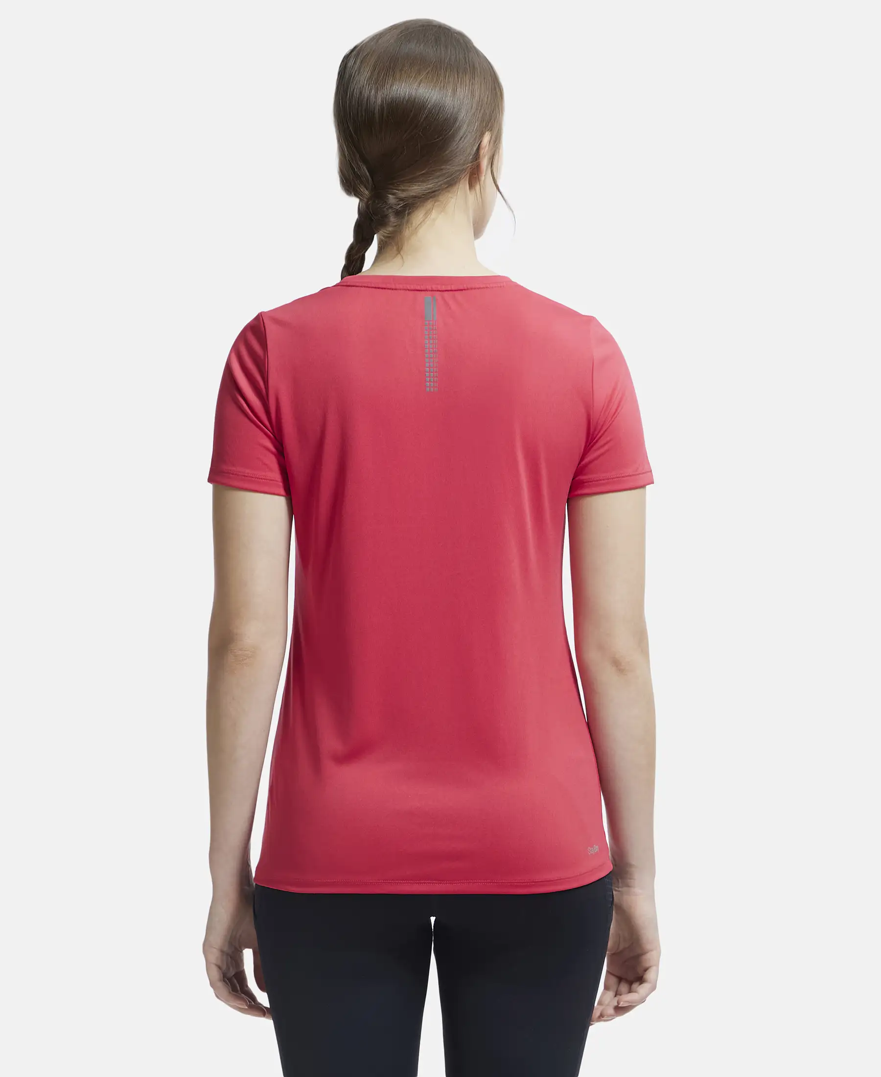 Microfiber Polyester Fabric Relaxed Fit Solid Round Neck Half Sleeve T-Shirt - Virtual Pink - Image 3