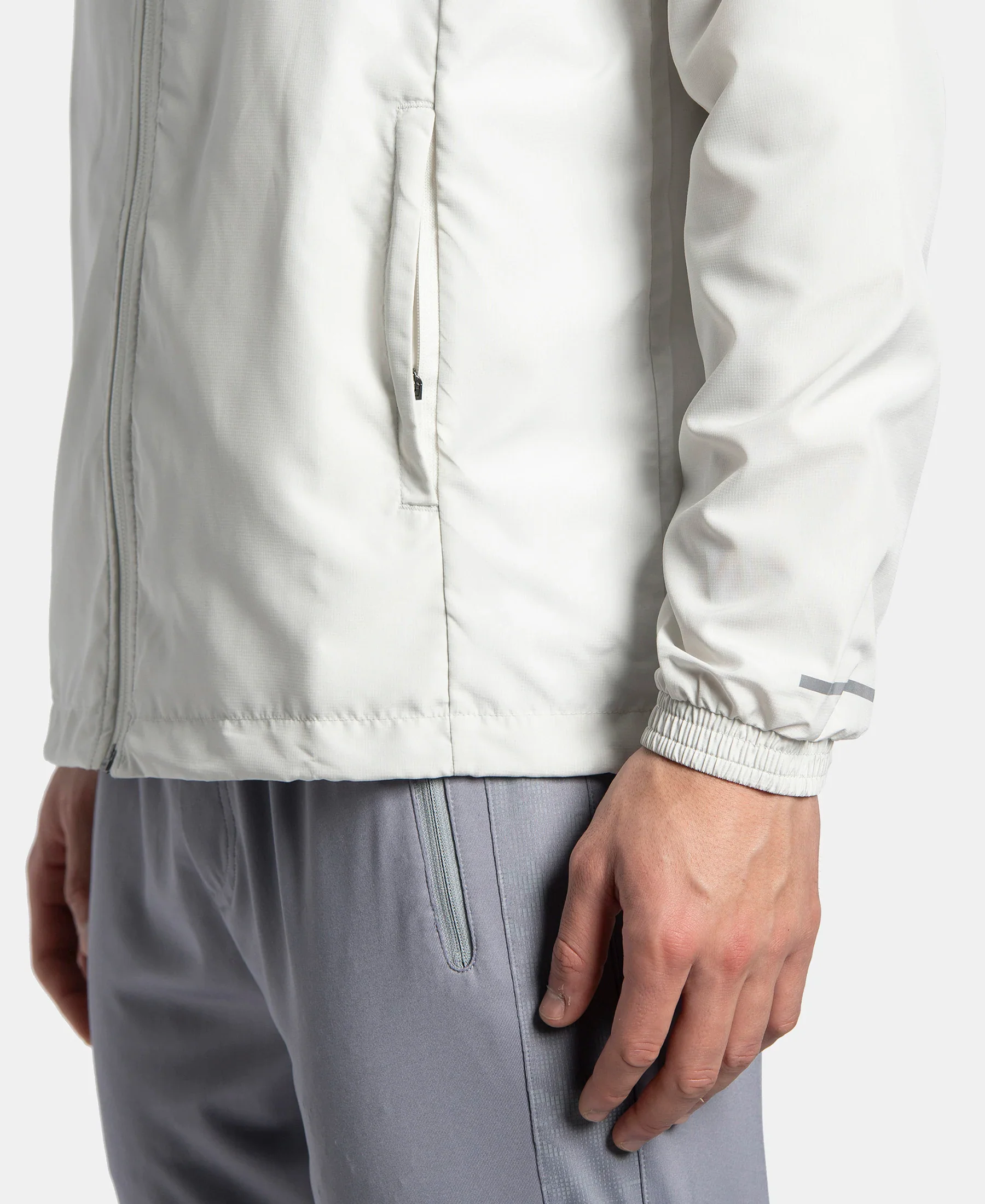 Microfiber Water Resistant Convertible Hoodie Jacket - Dawn White - Image 9