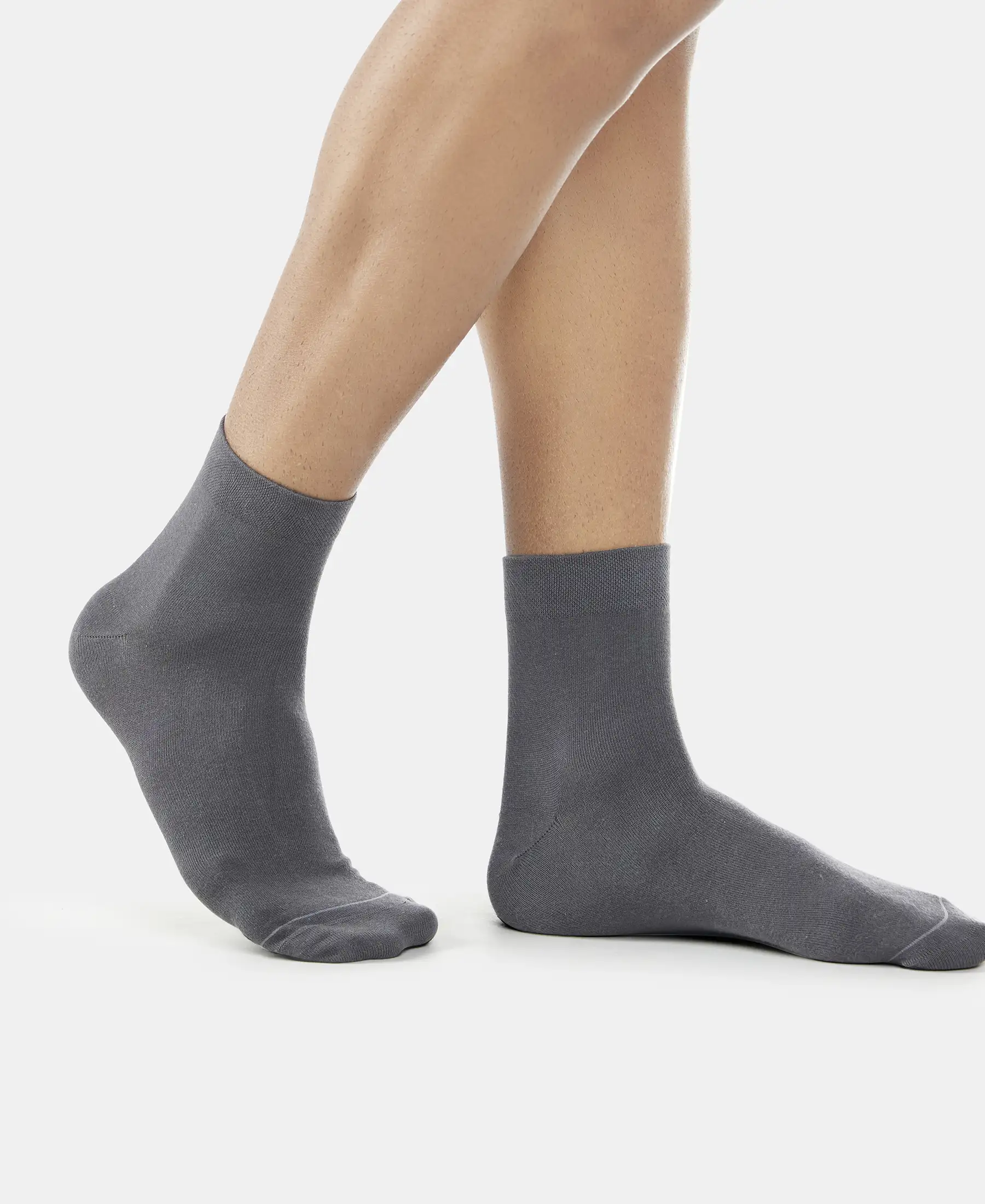 Modal Cotton Elastane Stretch Ankle Length Socks with StayFresh Treatment - Gunmetal - Image 4