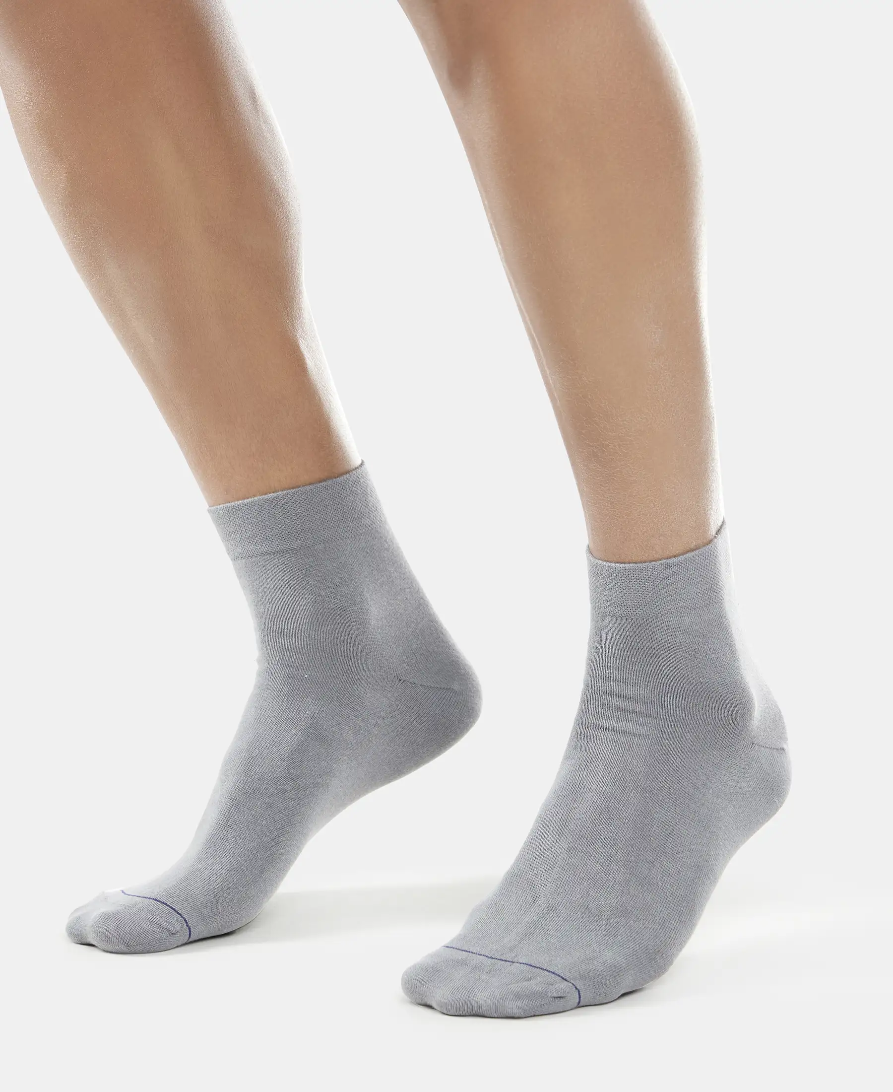 Modal Cotton Elastane Stretch Ankle Length Socks with StayFresh Treatment - Mid Grey - Image 7