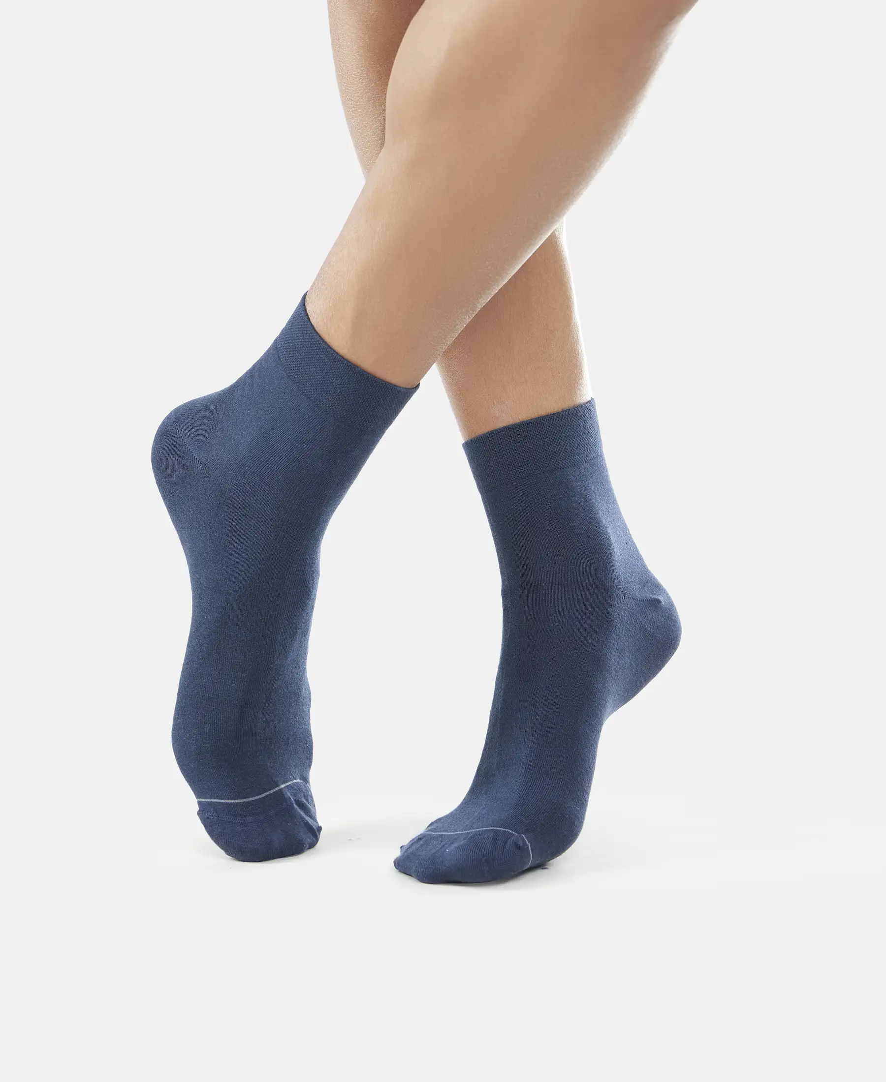 Modal Cotton Elastane Stretch Ankle Length Socks with StayFresh Treatment - Navy - Image 7