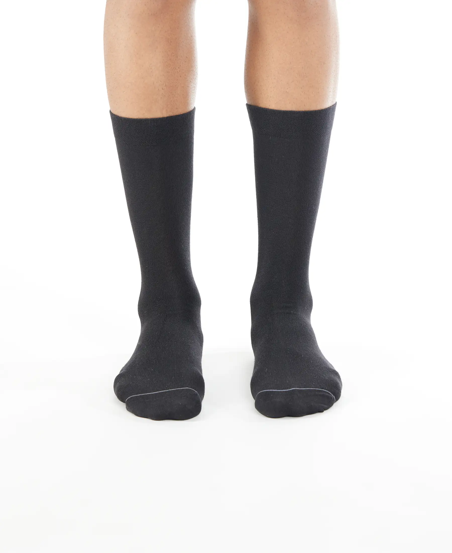 Modal Cotton Elastane Stretch Crew Length Socks with StayFresh Treatment - Black - Image 2