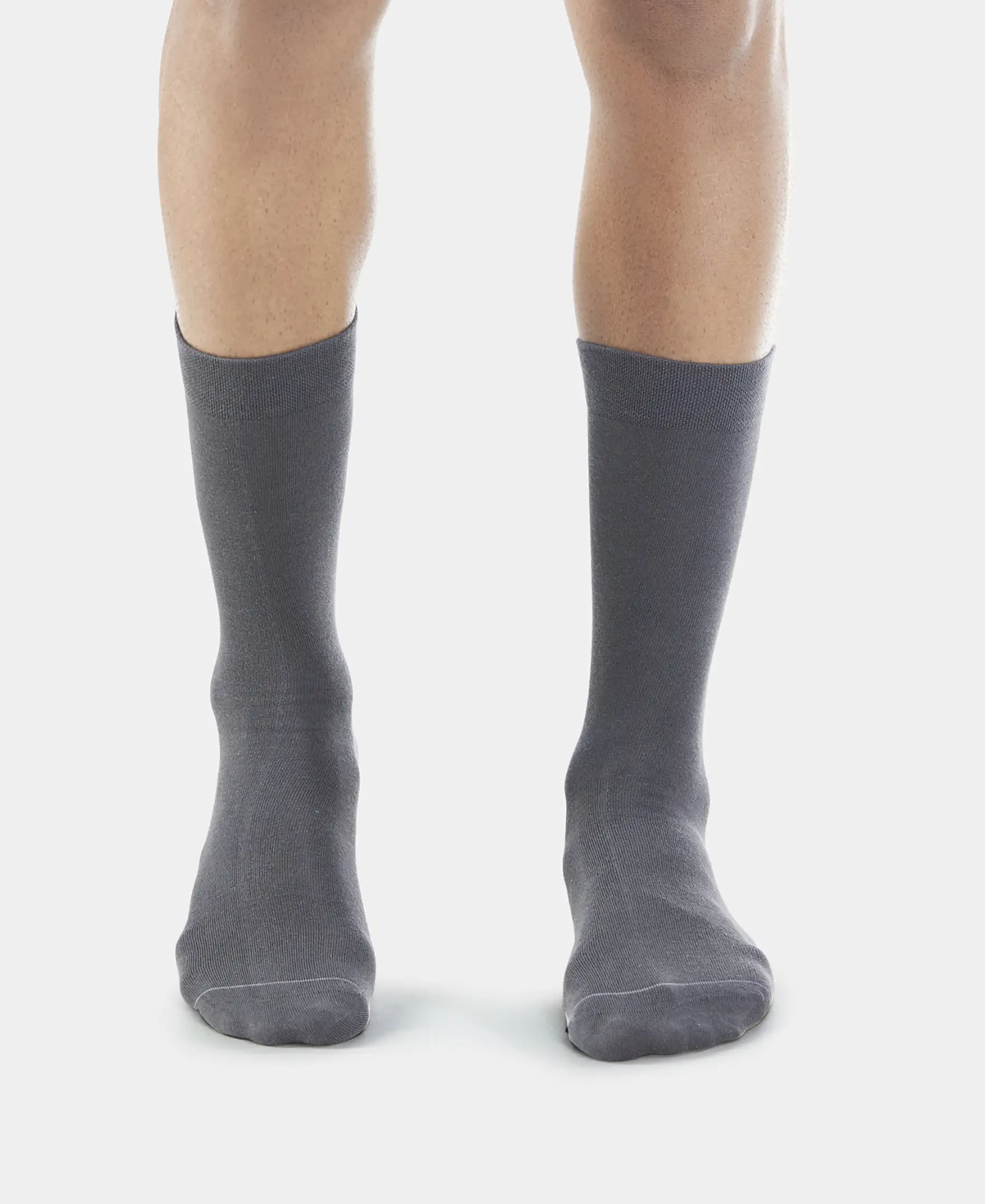 Modal Cotton Elastane Stretch Crew Length Socks with StayFresh Treatment - Gunmetal - Image 2