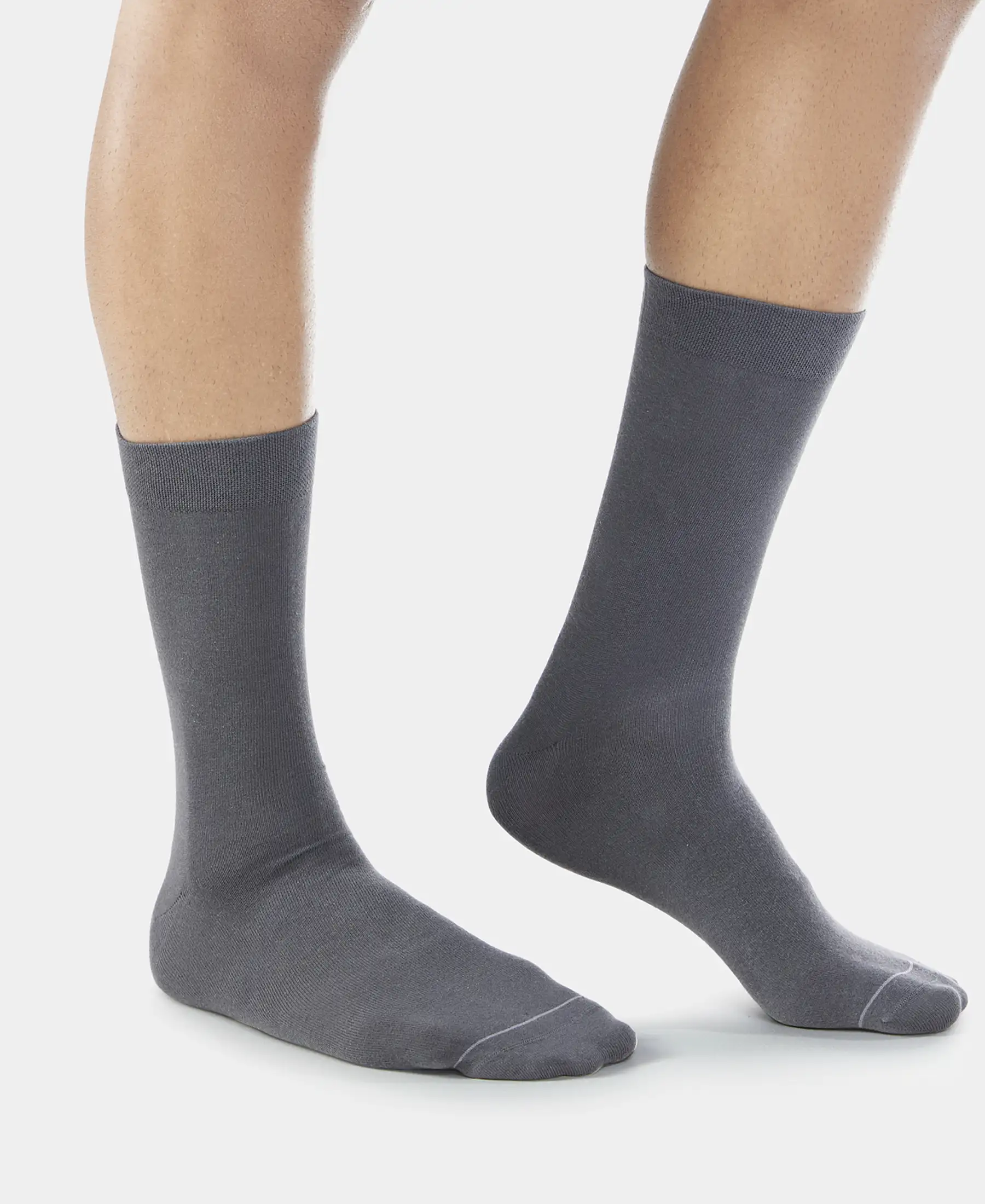 Modal Cotton Elastane Stretch Crew Length Socks with StayFresh Treatment - Gunmetal - Image 3