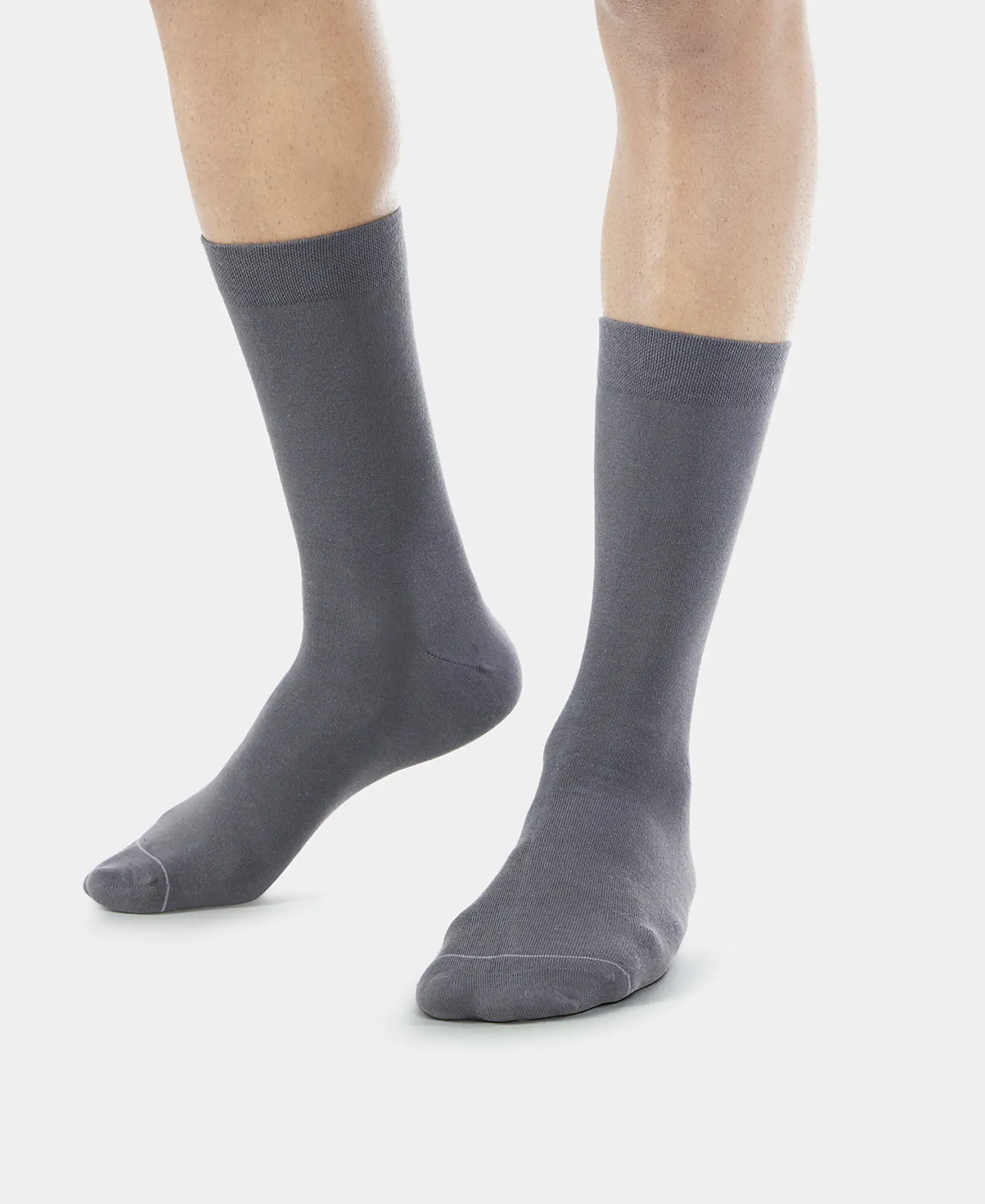 Modal Cotton Elastane Stretch Crew Length Socks with StayFresh Treatment - Gunmetal - Image 4