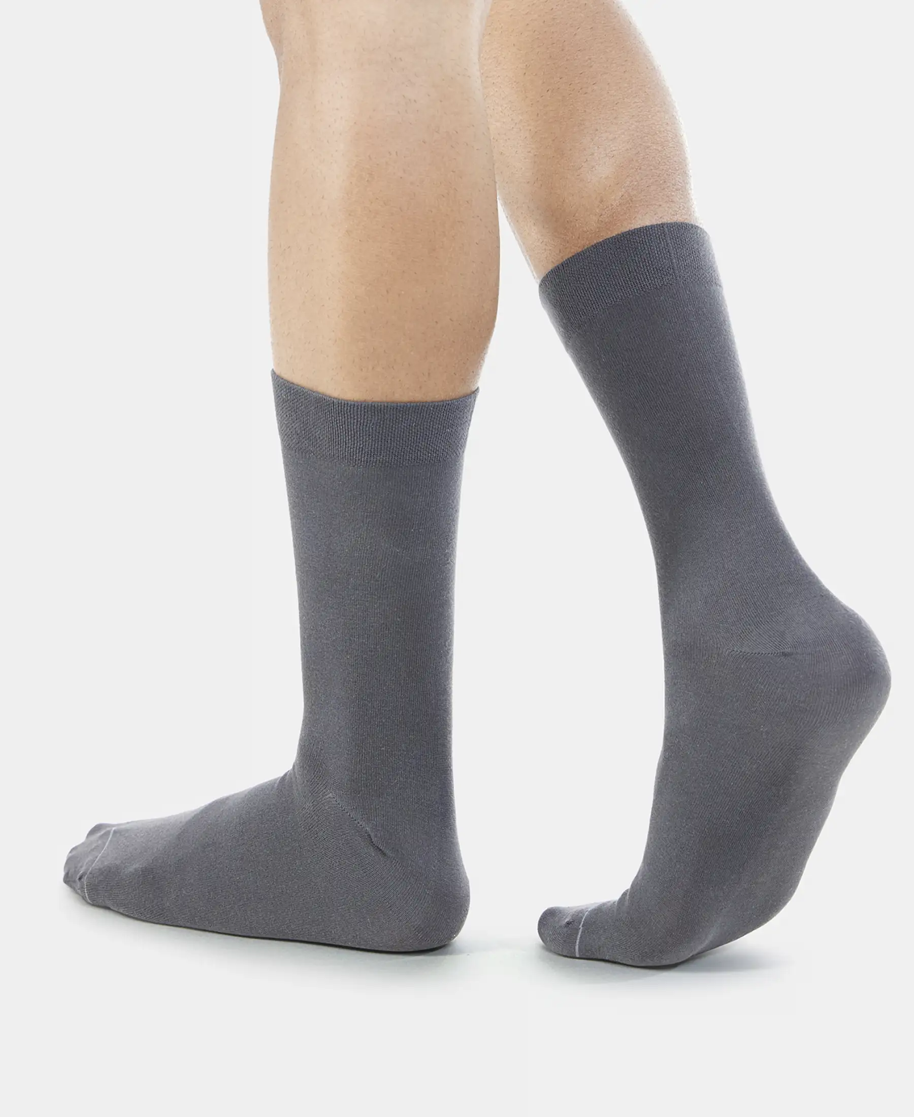 Modal Cotton Elastane Stretch Crew Length Socks with StayFresh Treatment - Gunmetal - Image 6