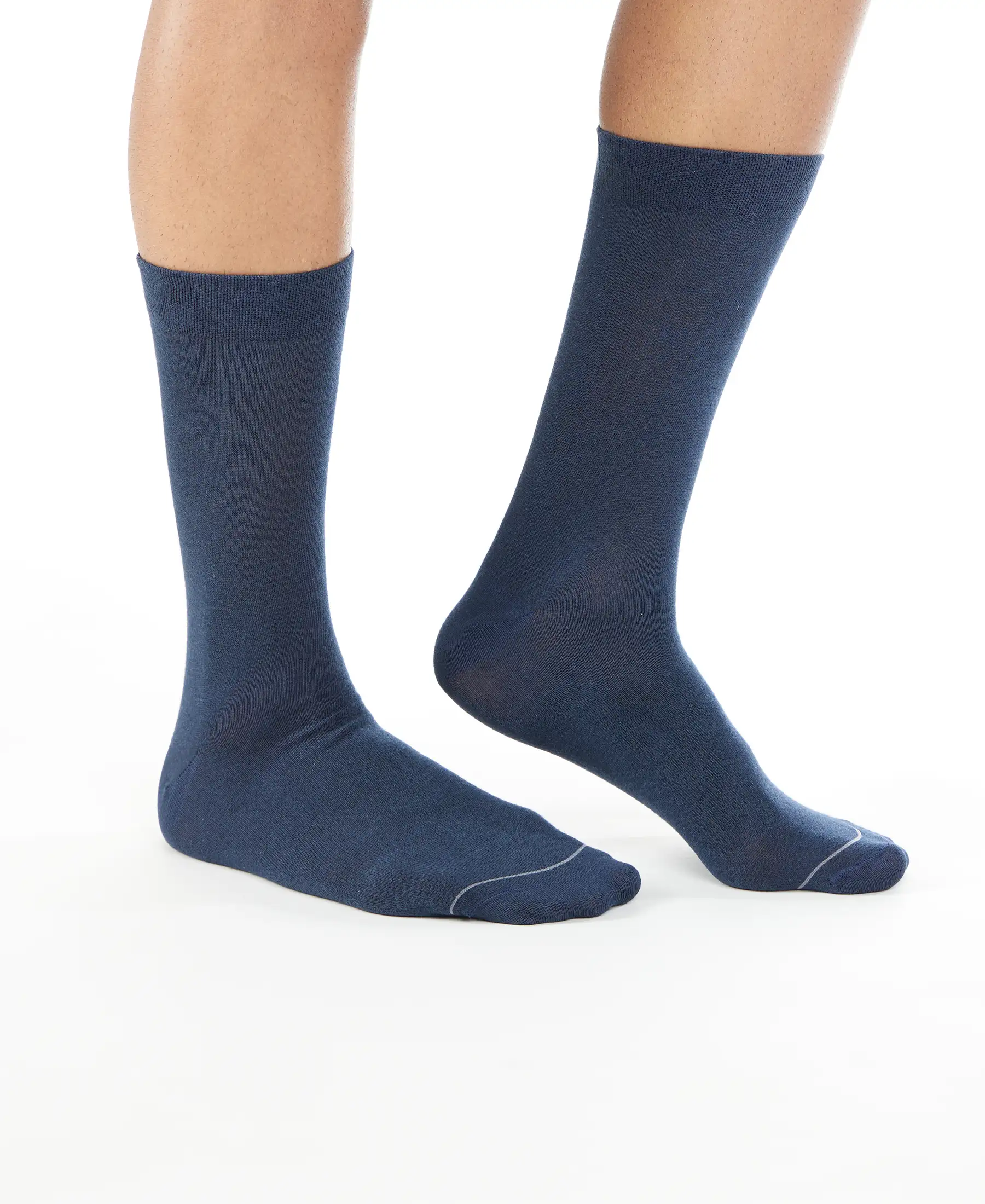 Modal Cotton Elastane Stretch Crew Length Socks with StayFresh Treatment - Navy - Image 3