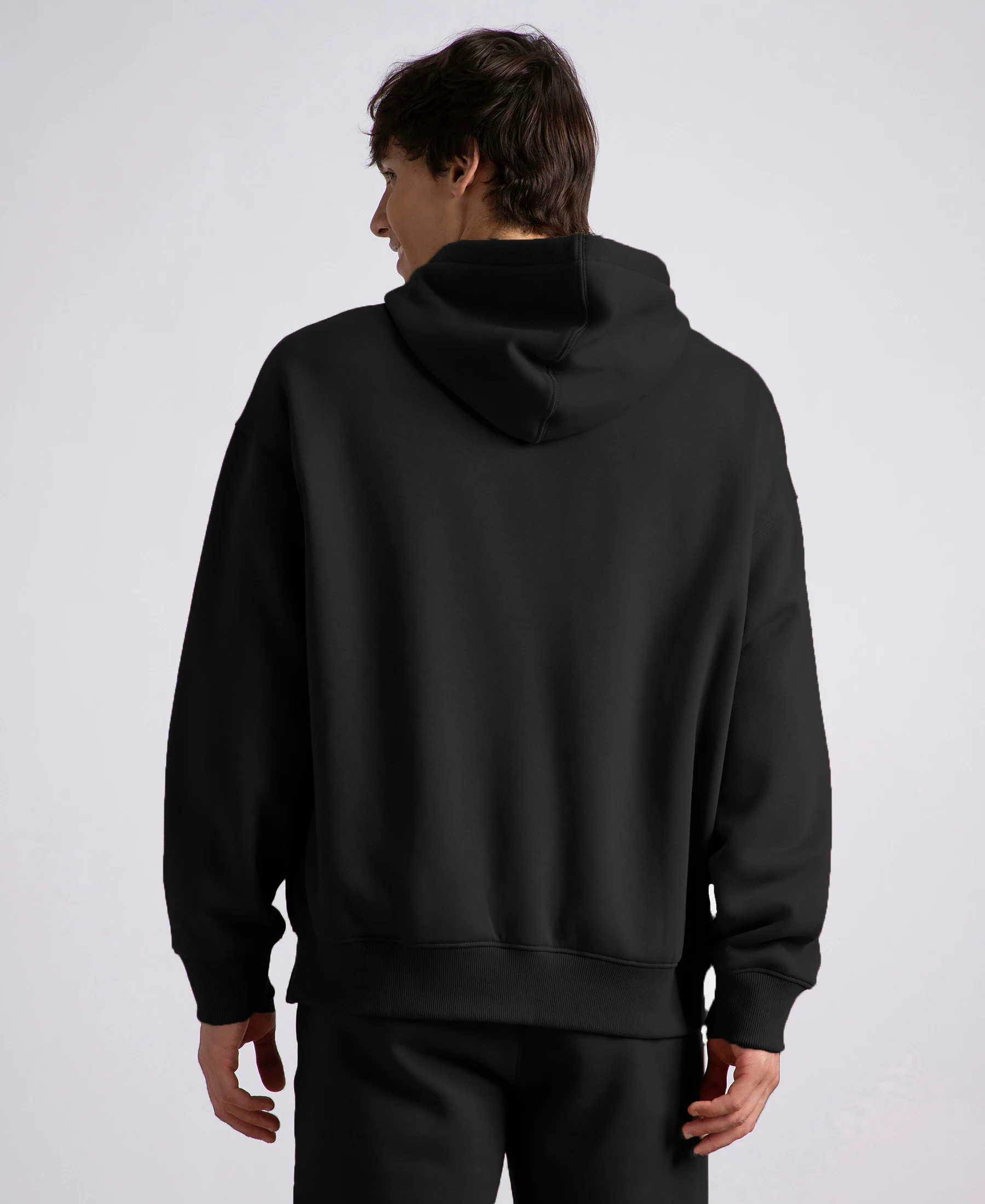 Oversized Super Combed Cotton Rich Fleece Jacket with StayWarm Technology - Black - Image 3