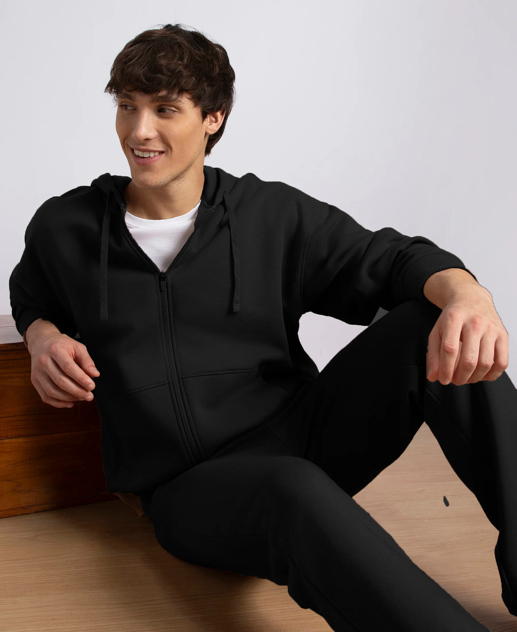 Oversized Super Combed Cotton Rich Fleece Jacket with StayWarm Technology - Black - Image 5