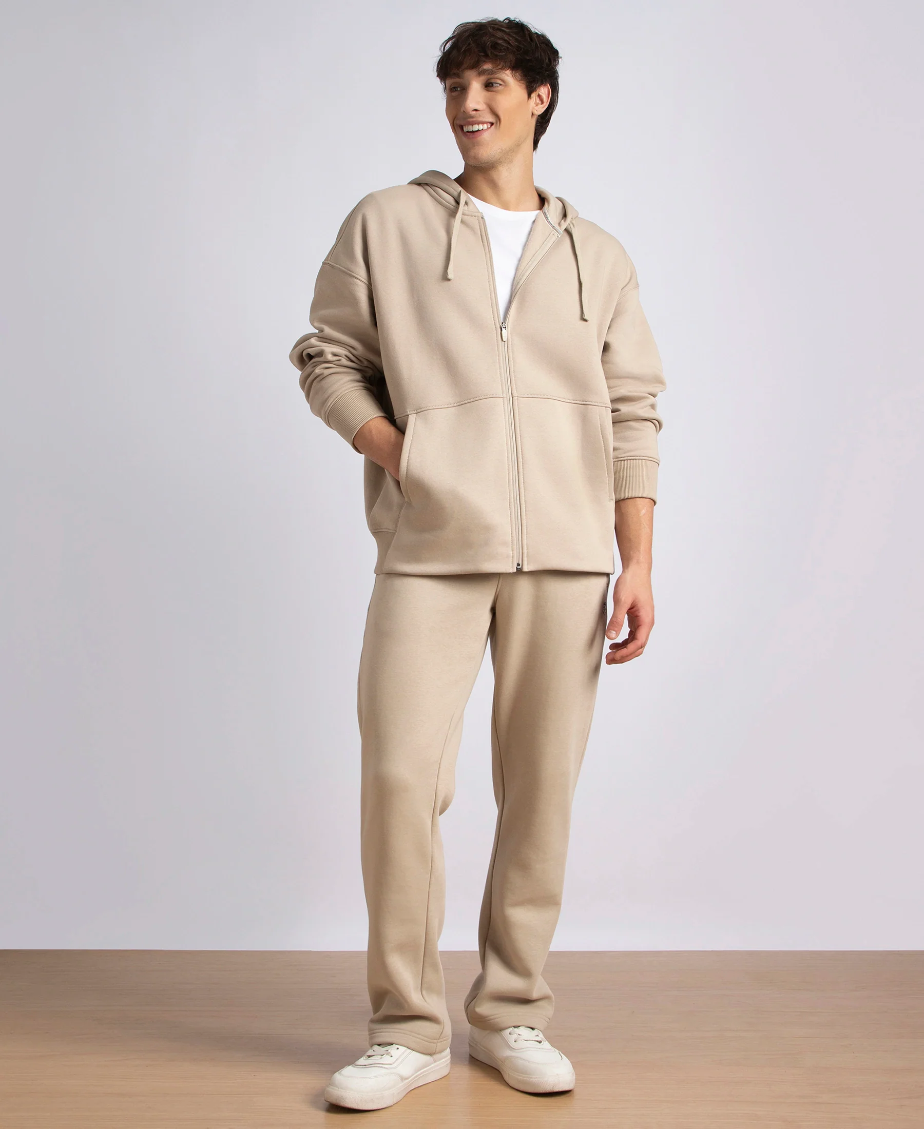 Oversized Super Combed Cotton Rich Fleece Jacket with StayWarm Technology - Pure Cashmere - Image 4