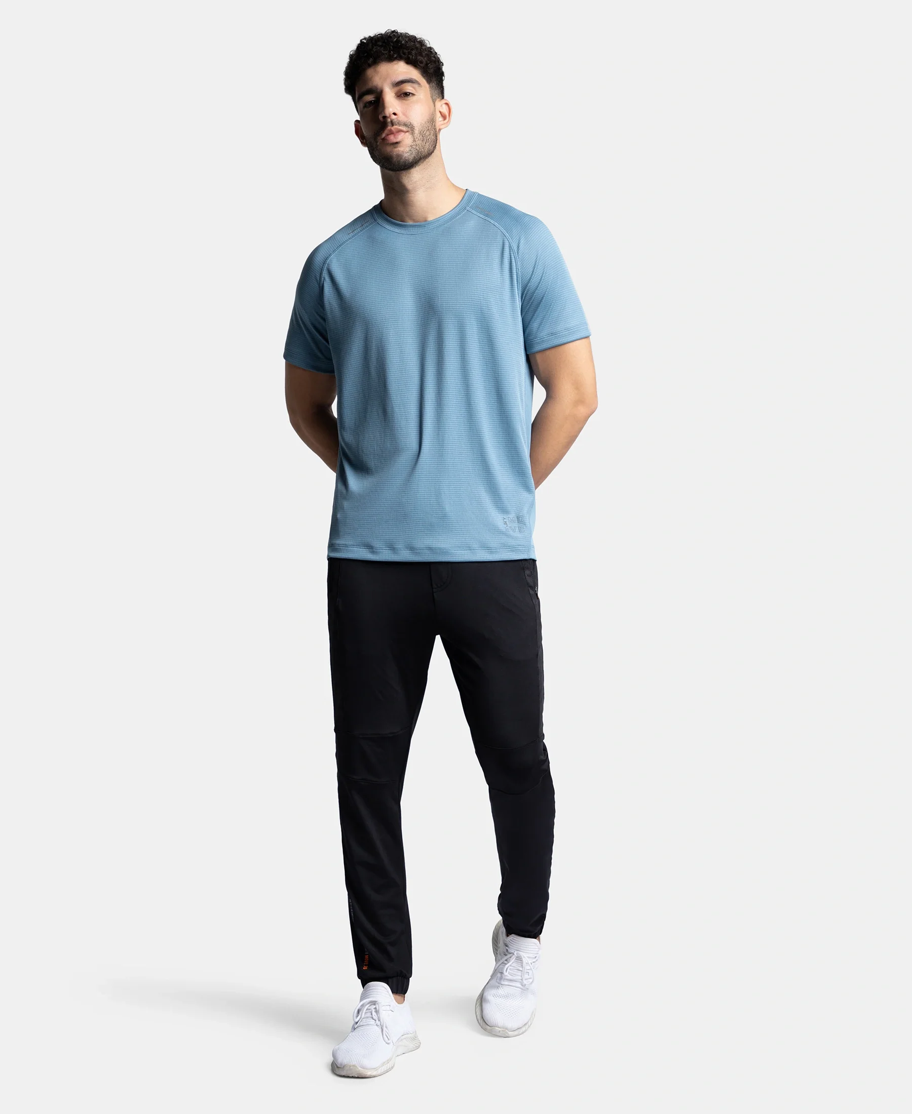 Pack of 2 Lightweight Microfiber Solid Round Neck Half Sleeve T-Shirt with Breathable Mesh - Navy & Provincial Blue - Image 6