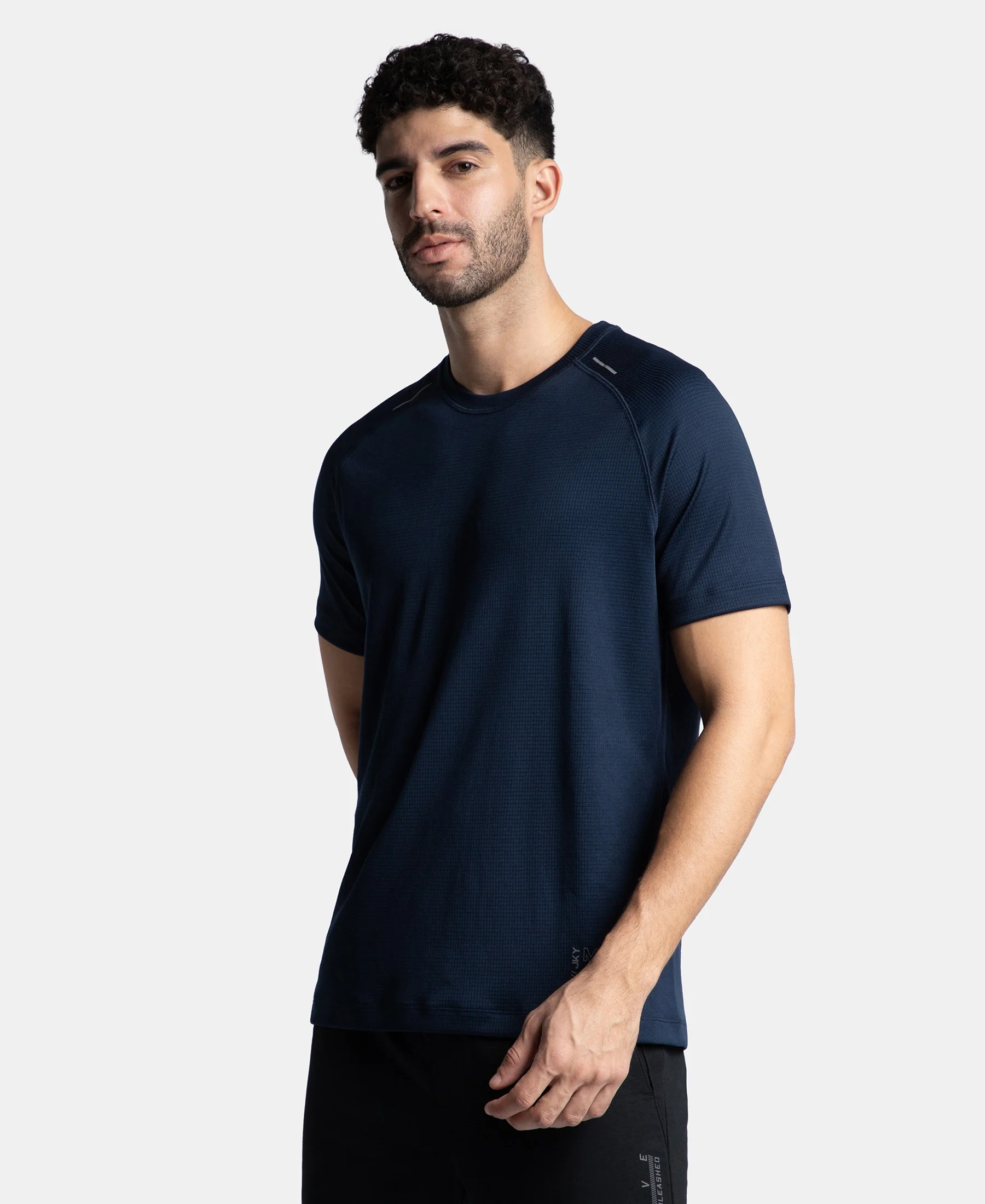 Pack of 2 Lightweight Microfiber Solid Round Neck Half Sleeve T-Shirt with Breathable Mesh - Navy & Provincial Blue - Image 7