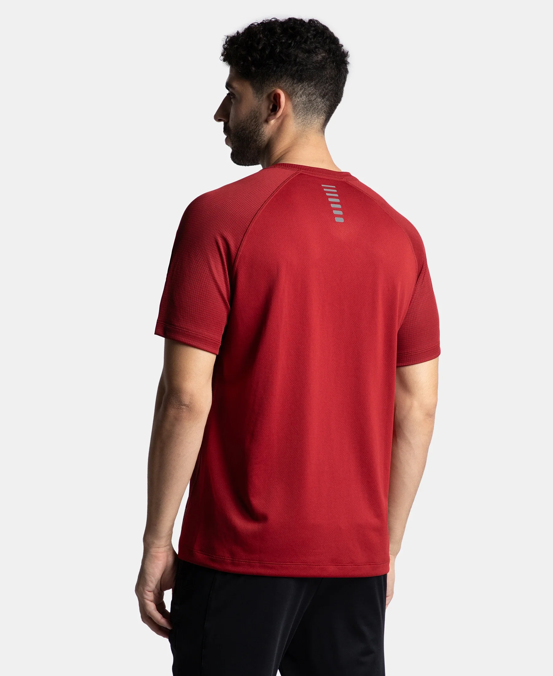 Pack of 2 Lightweight Microfiber Solid Round Neck Half Sleeve T-Shirt with Breathable Mesh - Sundried Tomato & Iceberg Green - Image 7