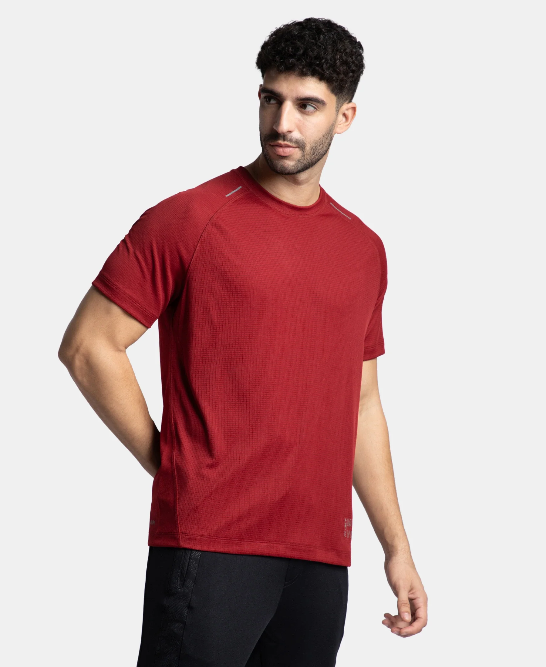 Pack of 2 Lightweight Microfiber Solid Round Neck Half Sleeve T-Shirt with Breathable Mesh - Sundried Tomato & Iceberg Green - Image 8
