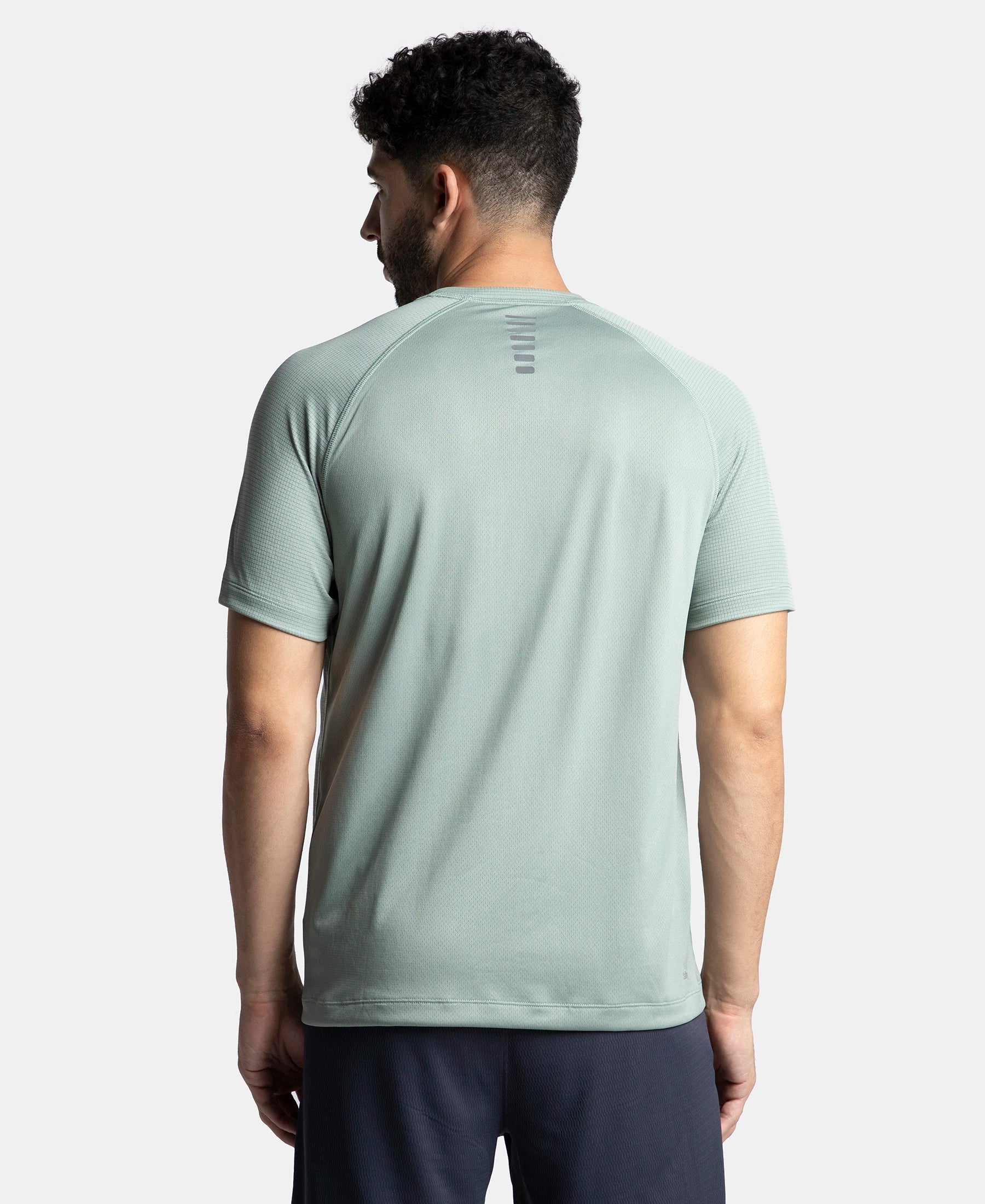 Pack of 2 Lightweight Microfiber Solid Round Neck Half Sleeve T-Shirt with Breathable Mesh - Navy & Iceberg Green - Image 8