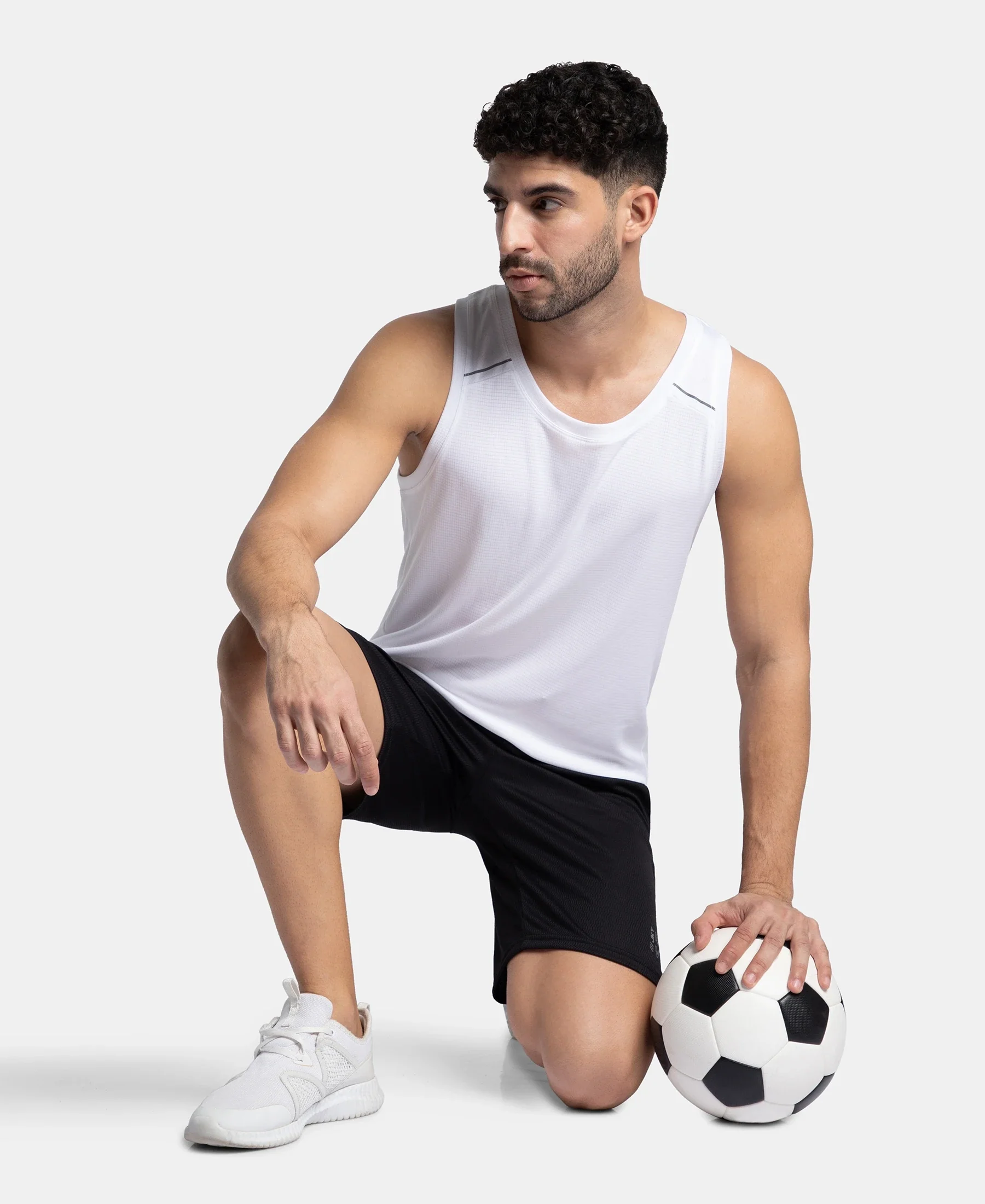Pack of 2 Lightweight Microfiber Solid Tank Top with Breathable Mesh - Black & White - Image 4