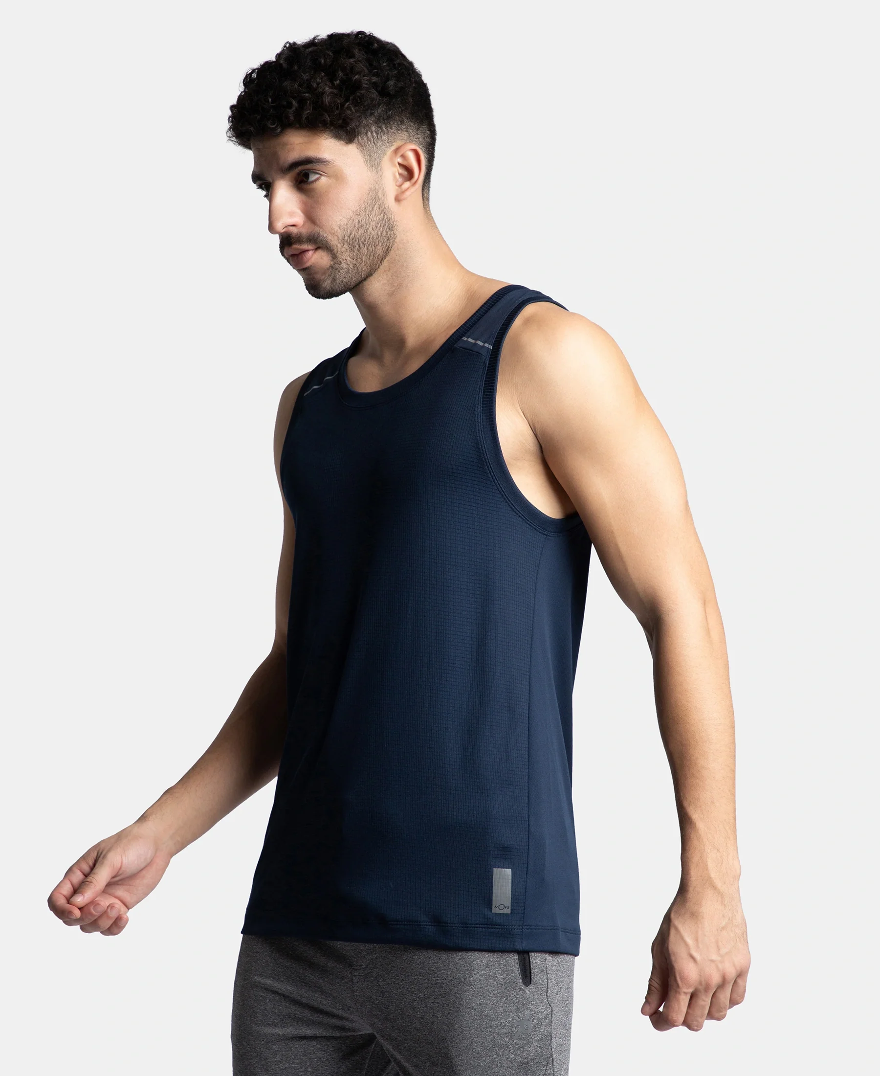 Pack of 2 Lightweight Microfiber Solid Tank Top with Breathable Mesh - Navy & Black - Image 7