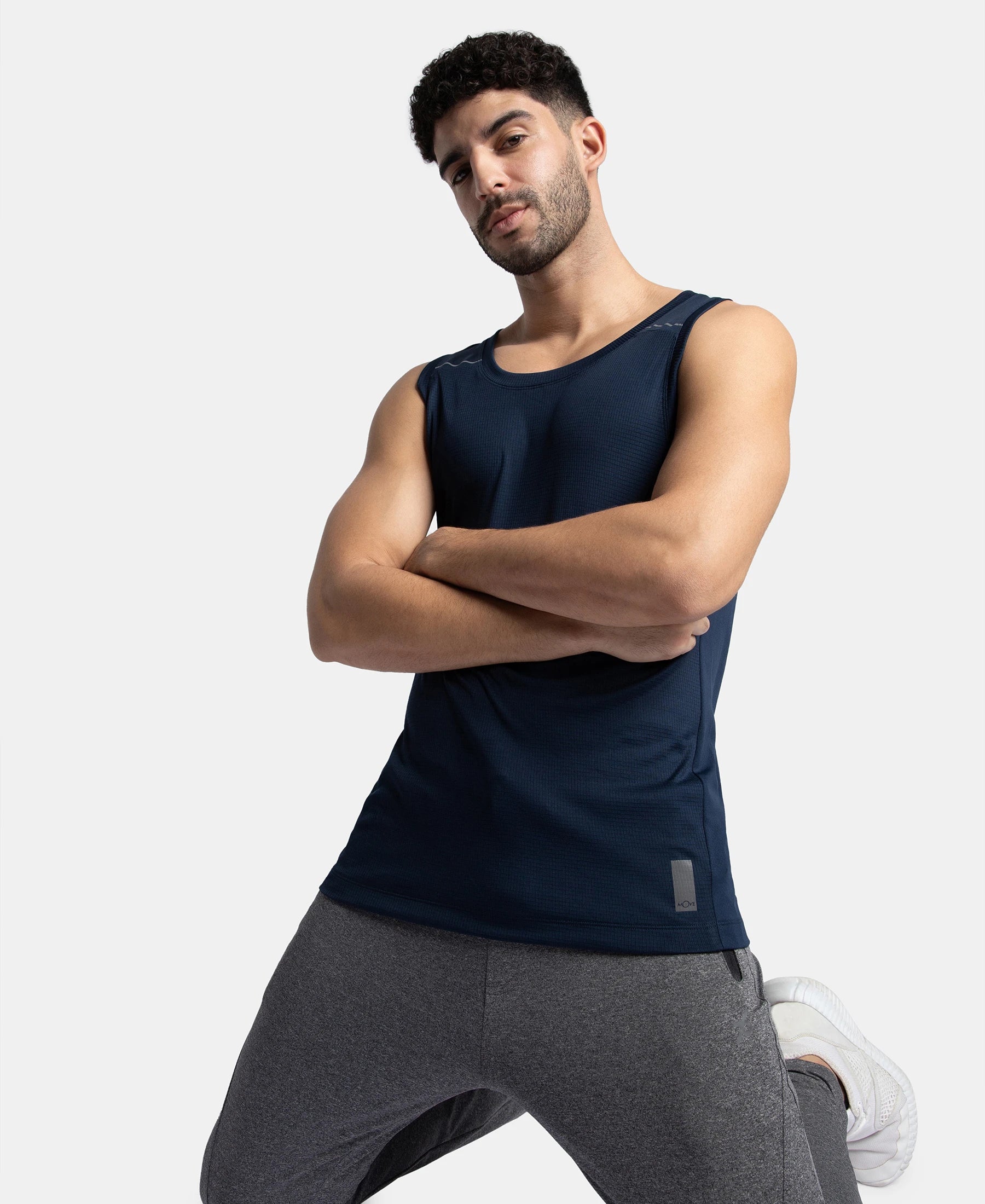Pack of 2 Lightweight Microfiber Solid Tank Top with Breathable Mesh - Navy & Black - Image 9