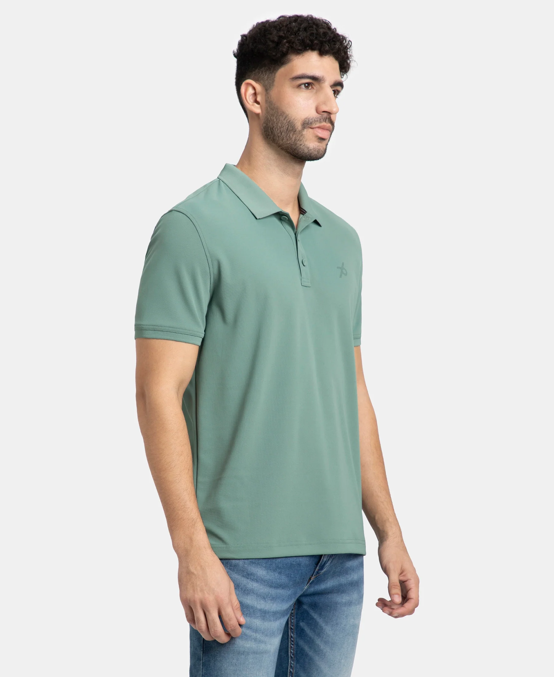 Pack of 2 Microfiber Fabric Solid Half Sleeve Polo T-Shirt with StayDry & StayFresh Technology - Black & Green - Image 10
