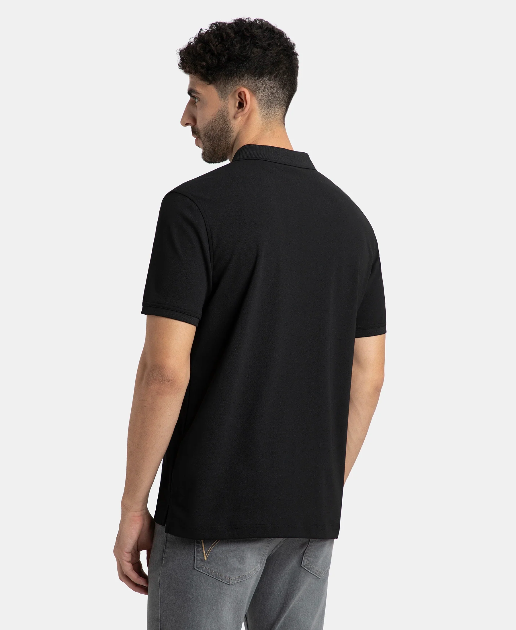 Pack of 2 Microfiber Fabric Solid Half Sleeve Polo T-Shirt with StayDry & StayFresh Technology - Black & White - Image 7