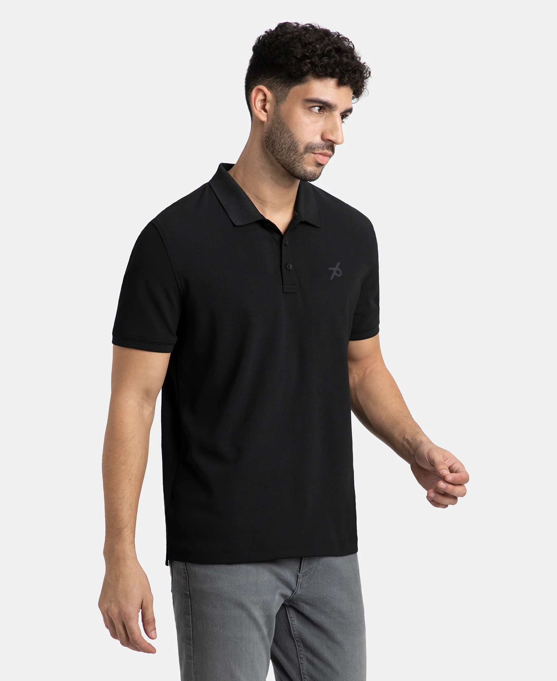 Pack of 2 Microfiber Fabric Solid Half Sleeve Polo T-Shirt with StayDry & StayFresh Technology - Black & White - Image 9