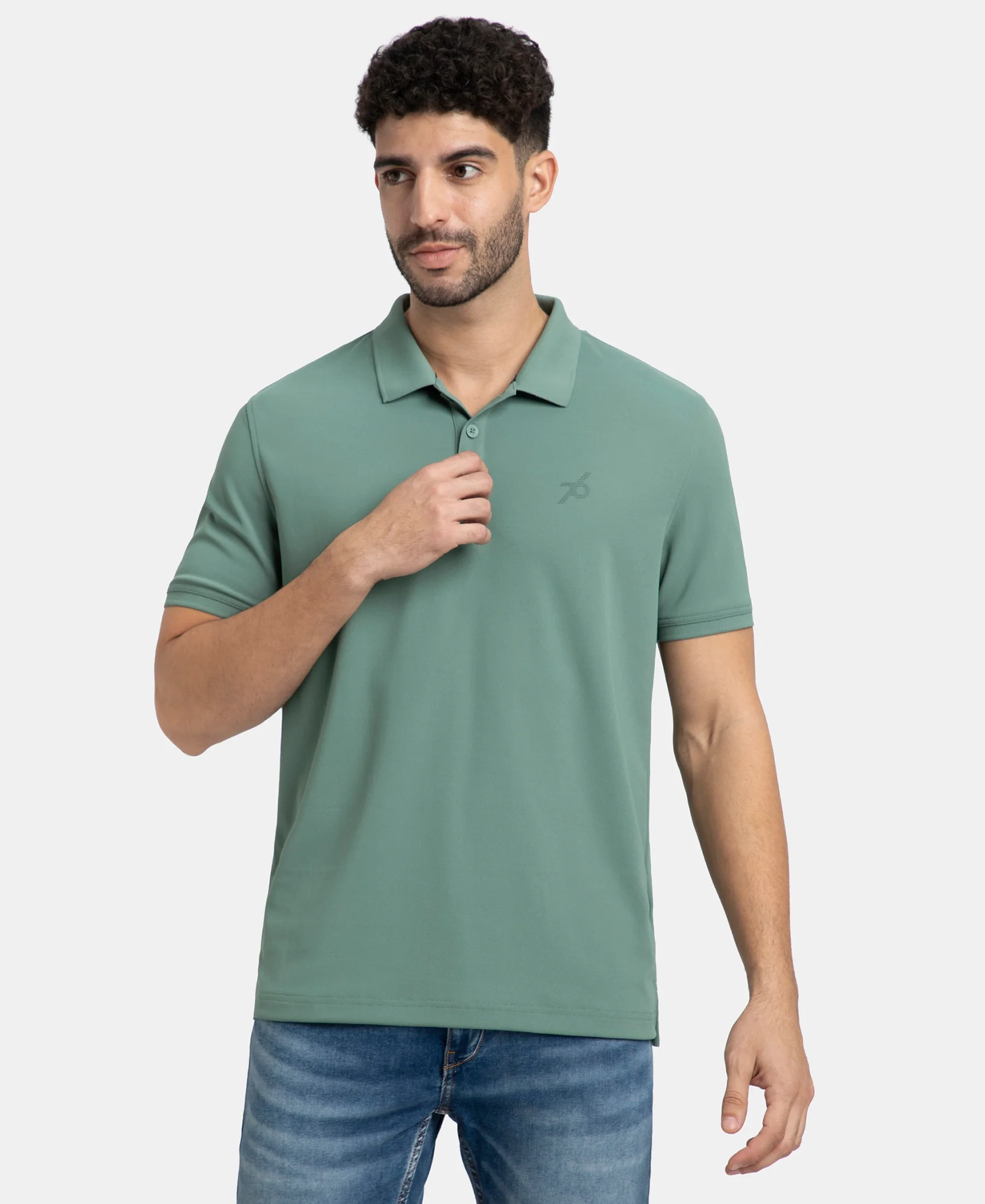 Pack of 2 Microfiber Fabric Solid Half Sleeve Polo T-Shirt with StayDry & StayFresh Technology - Black & Green - Image 7
