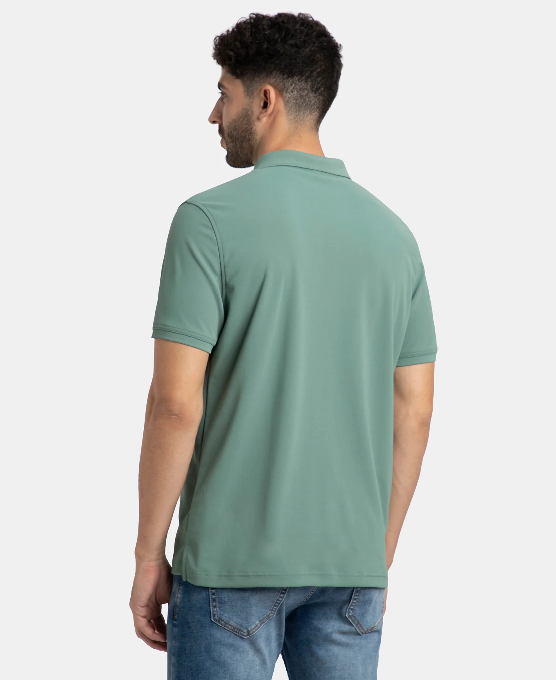Pack of 2 Microfiber Fabric Solid Half Sleeve Polo T-Shirt with StayDry & StayFresh Technology - Black & Green - Image 8