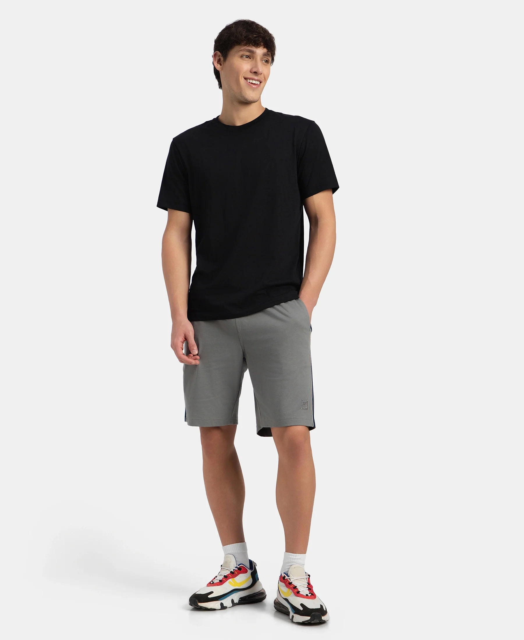 Pack of 2 Super Combed Cotton Rich Regular Fit Shorts with Side Pockets - Black & Performance Grey - Image 4