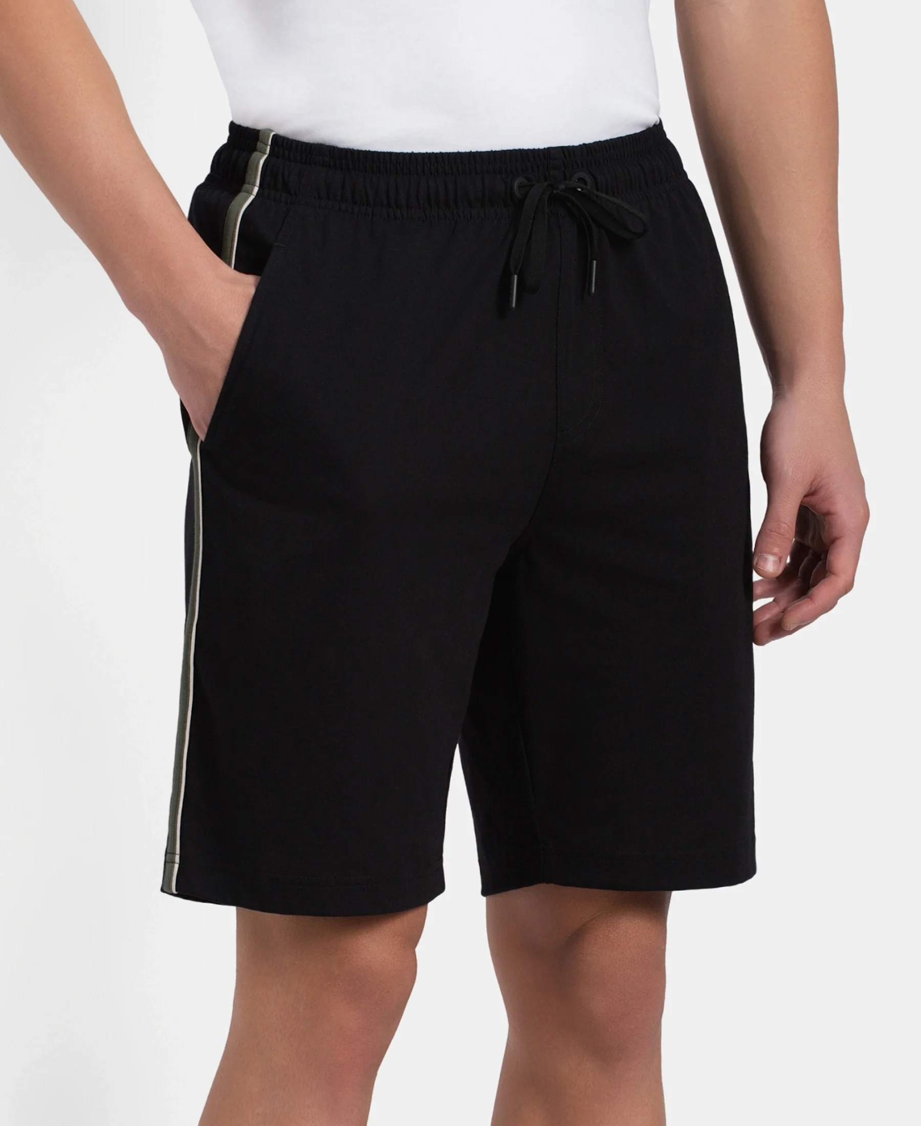 Pack of 2 Super Combed Cotton Rich Regular Fit Shorts with Side Pockets - Black & Thyme - Image 7