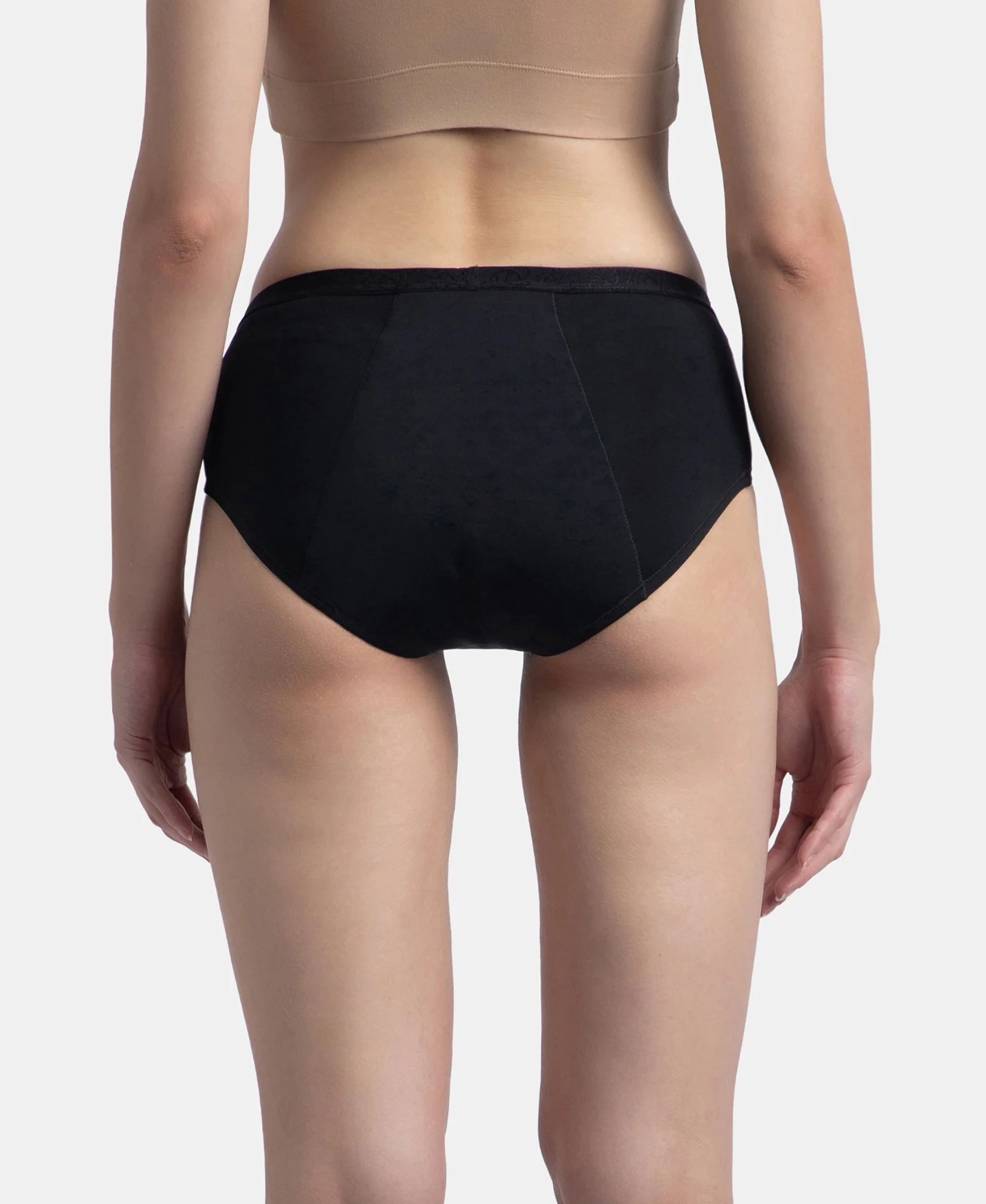 Tactel Microfiber Elastane Stretch Period Panty with Leak Proof Inner Absorbent Layer and StayFresh Treatment - Black - Image 6