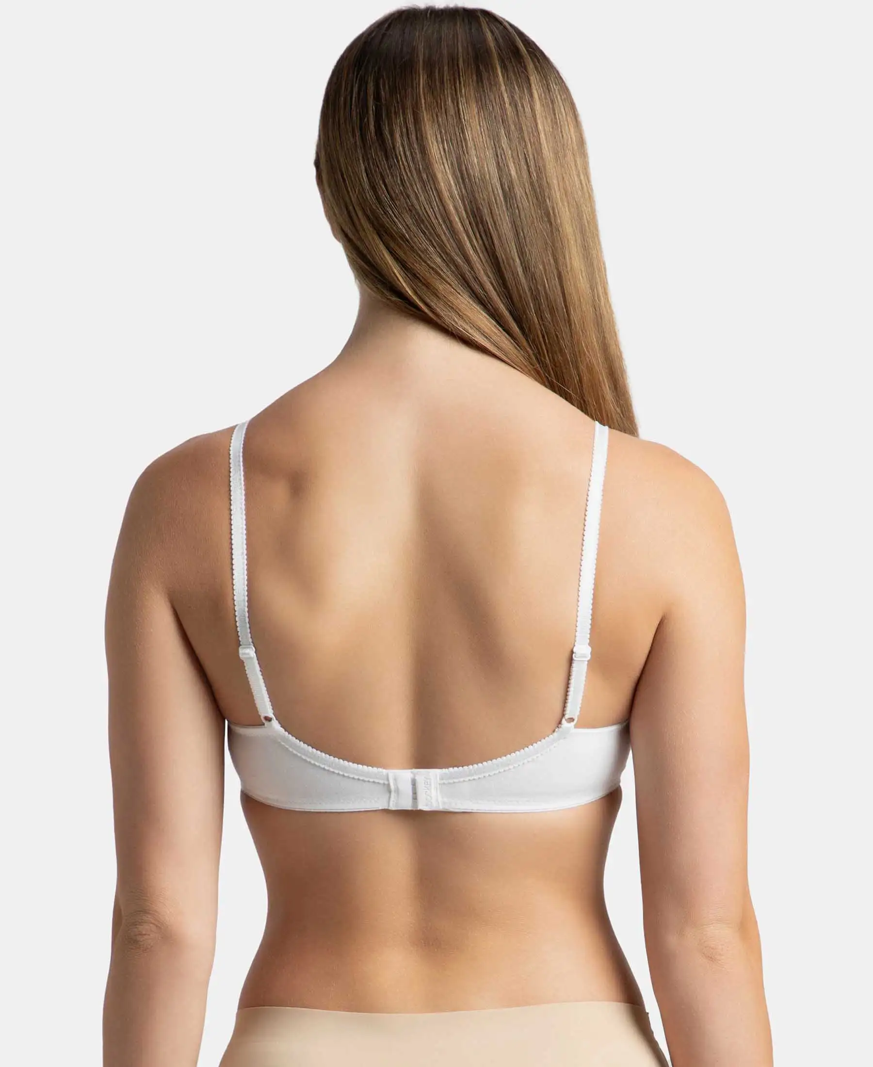 Pack of 2 Wirefree Non Padded Super Combed Cotton Elastane Stretch Full Coverage Everyday Bra with Contoured Shaper Panel and Adjustable Straps - Black & White - Image 3
