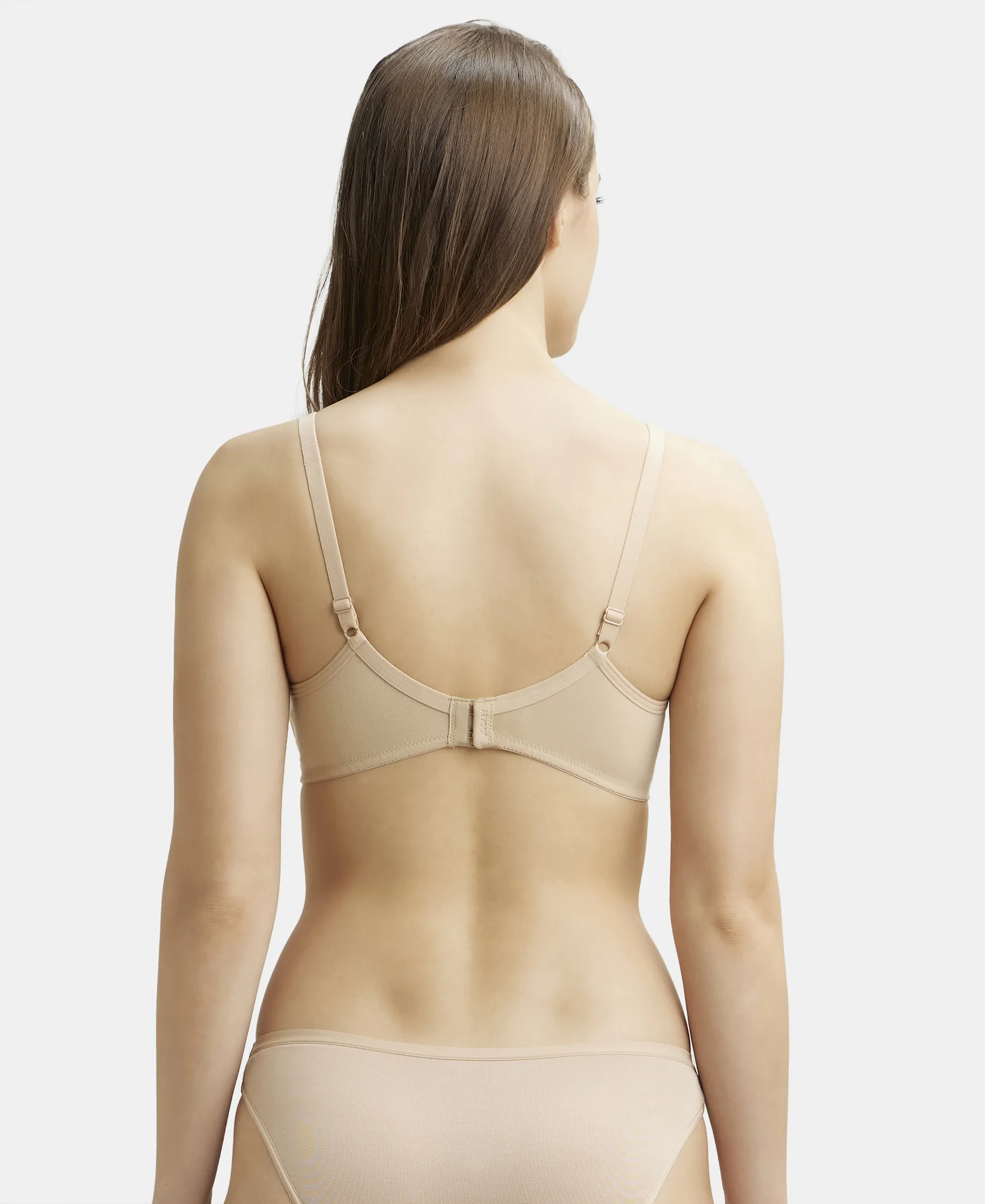 Pack of 2 Wirefree Non Padded Super Combed Cotton Elastane Stretch Medium Coverage Everyday Bra with Concealed Shaper Panel - White & Skin - Image 3