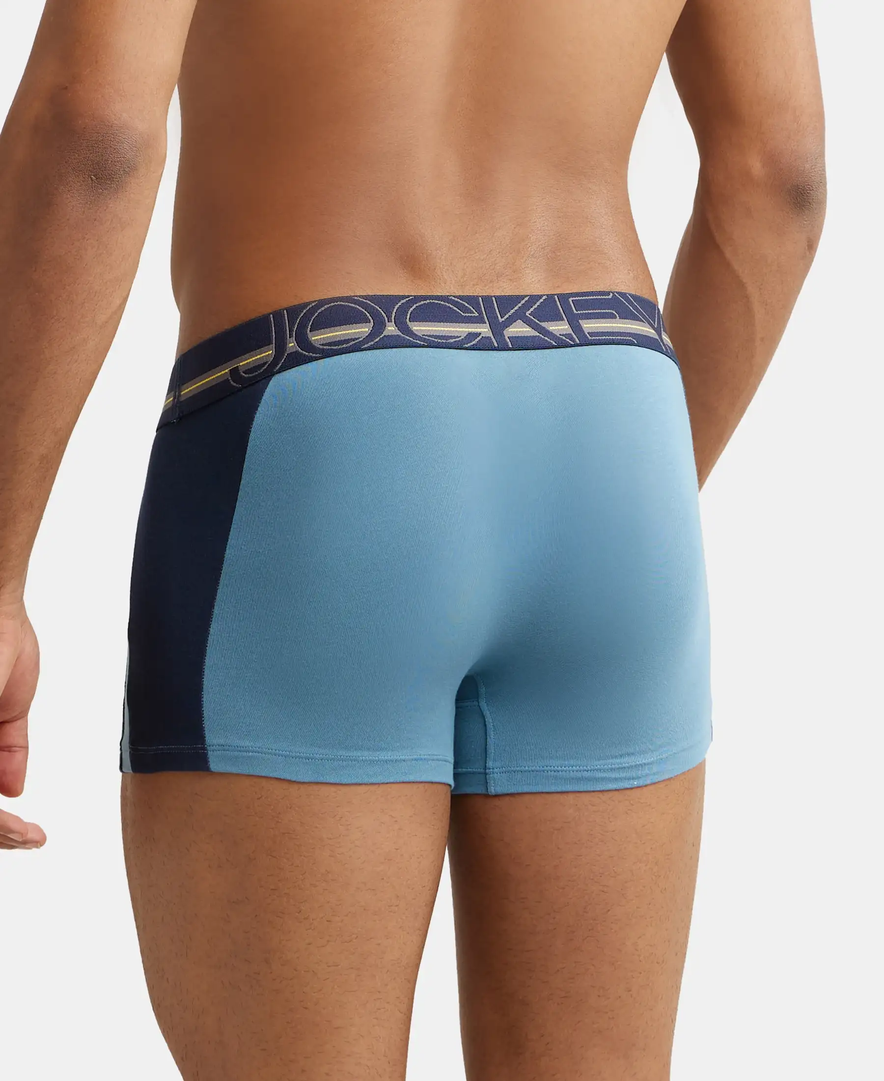 Pack of 3 Super Combed Cotton Elastane Stretch Solid Trunk with Ultrasoft Waistband - Aegean Blue, Poseidon & Navy - Image 3