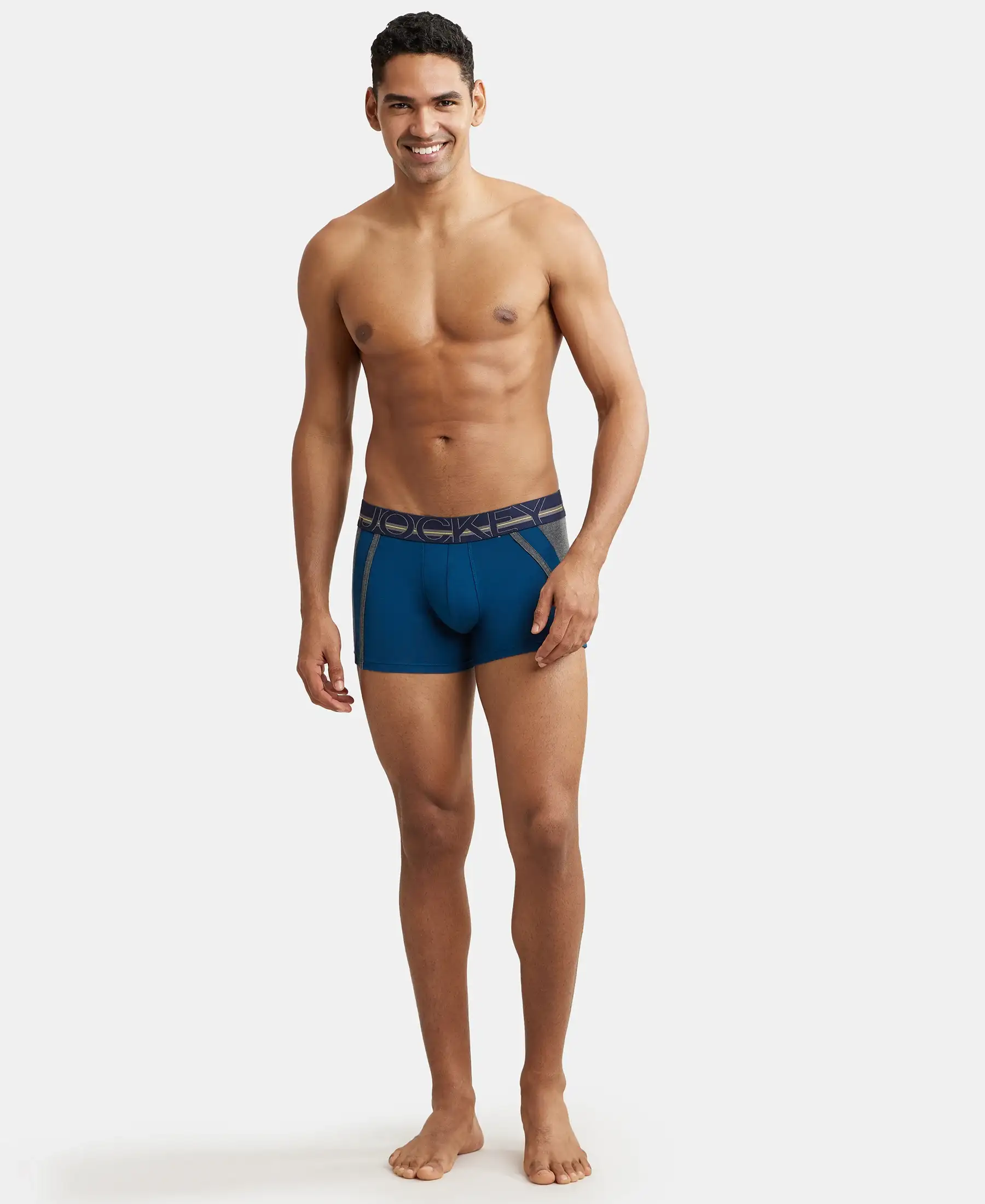 Pack of 3 Super Combed Cotton Elastane Stretch Solid Trunk with Ultrasoft Waistband - Red Pepper, Poseidon & Deep Olive - Image 4