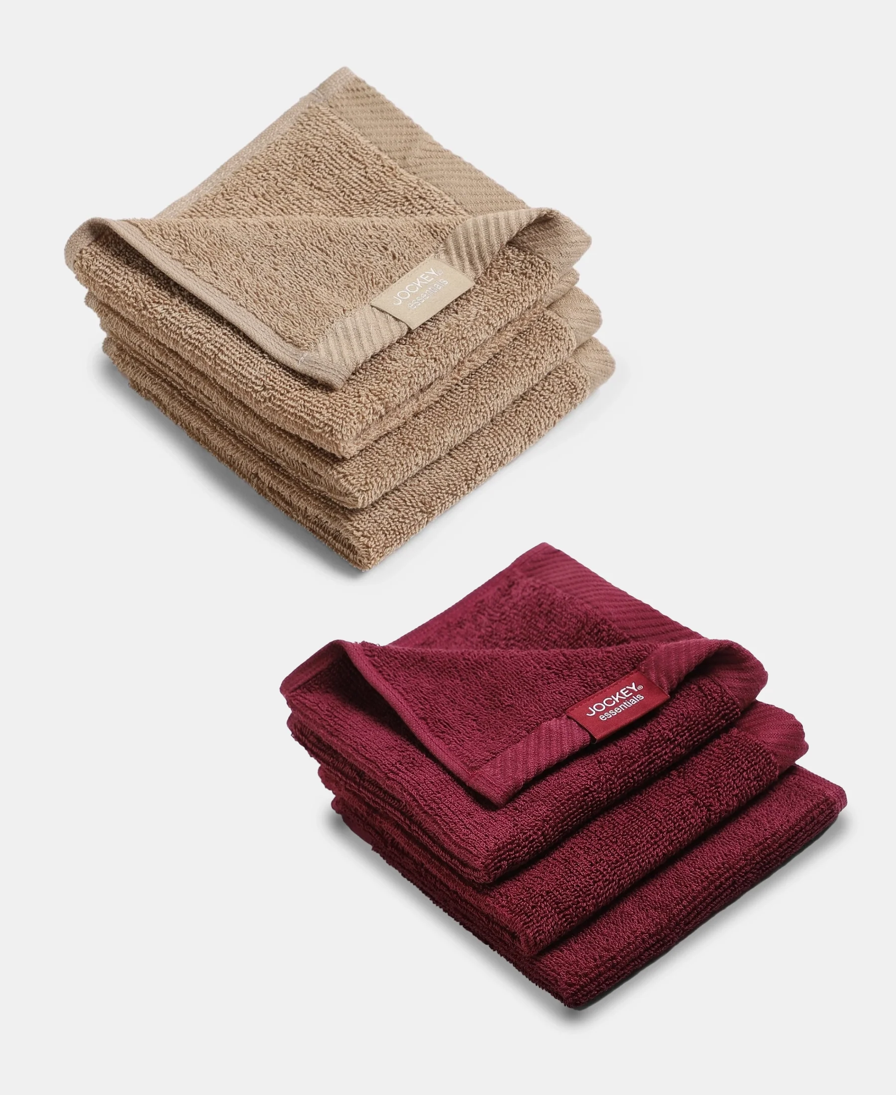 Pack of 6 Cotton Terry Ultrasoft and Durable Solid Face Towel - Camel & Burgundy - Image 4