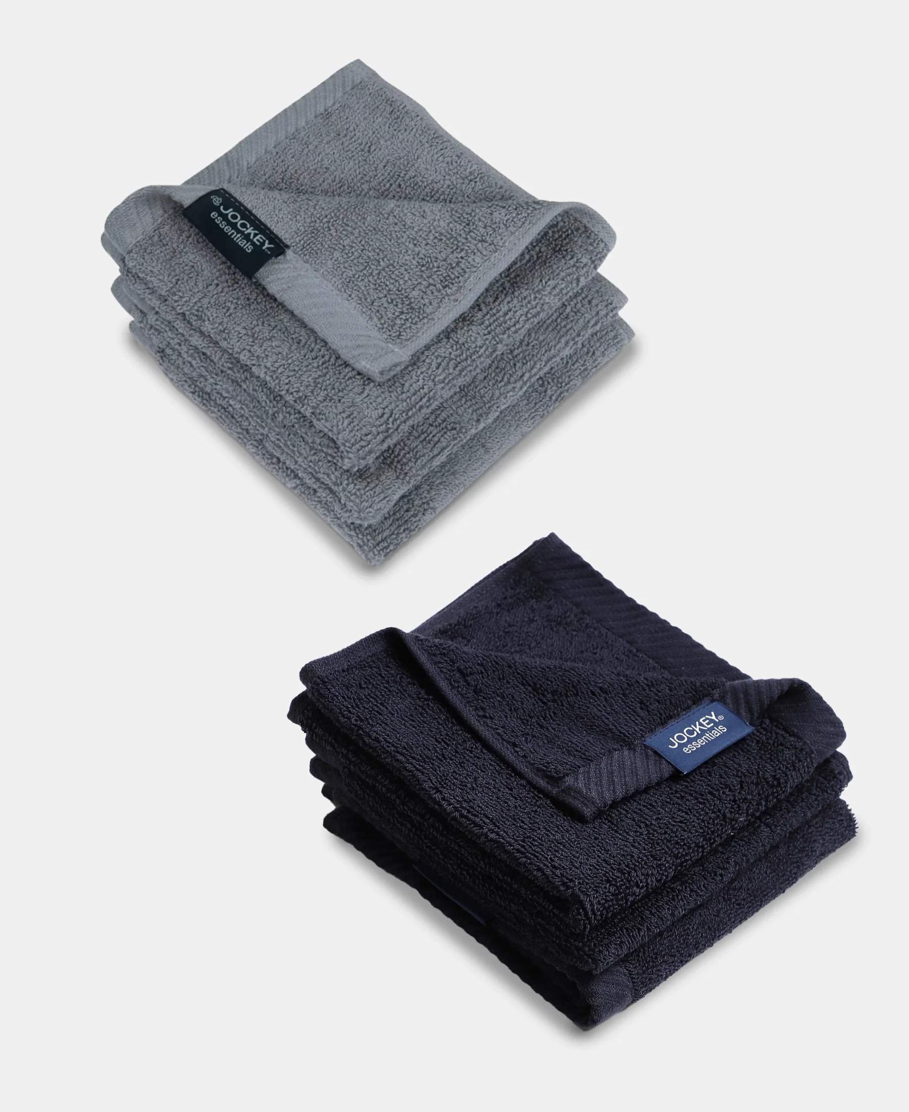 Pack of 6 Cotton Terry Ultrasoft and Durable Solid Face Towel - Navy & Grey - Image 5